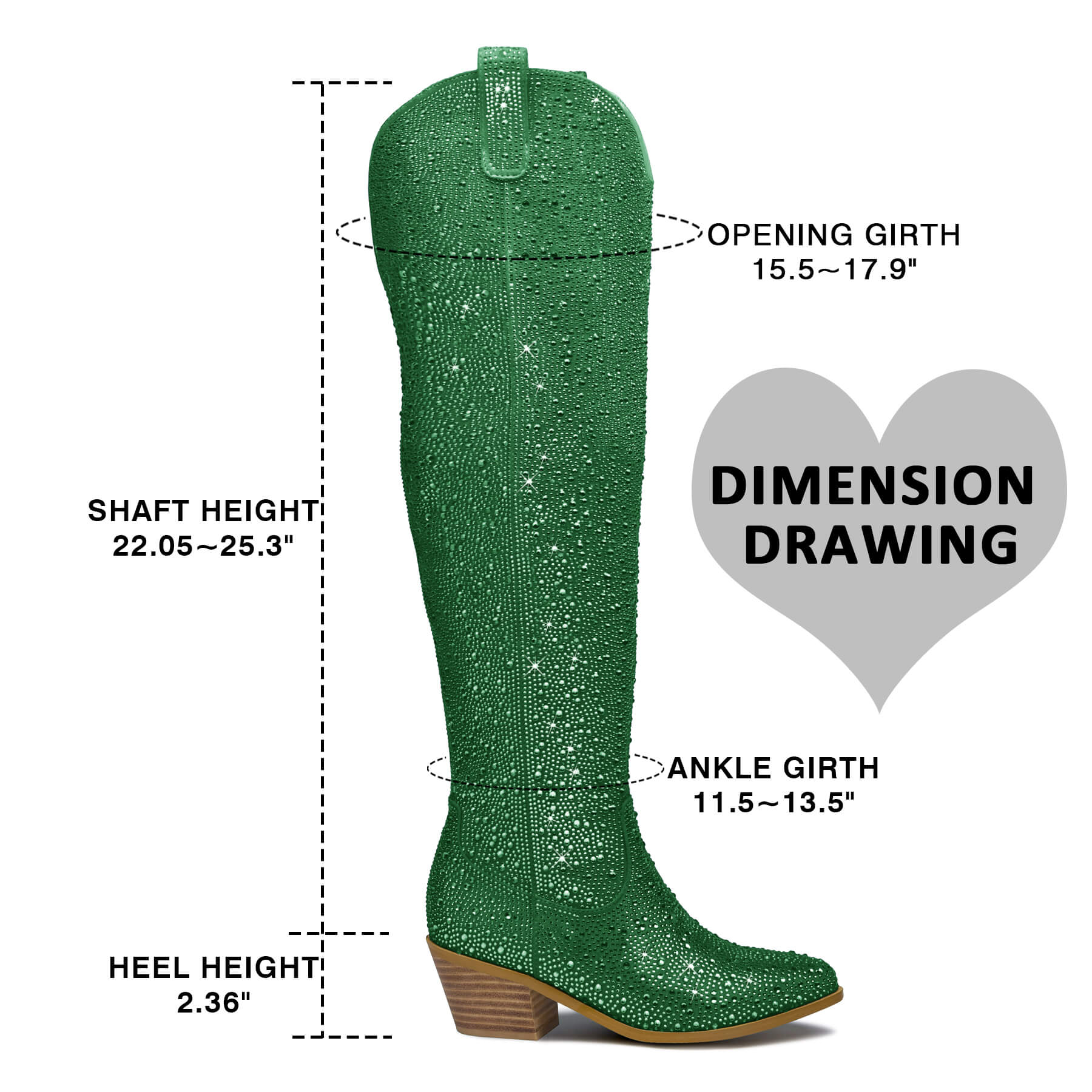 Women's Rhinestone Over Knee Cowboy Boots