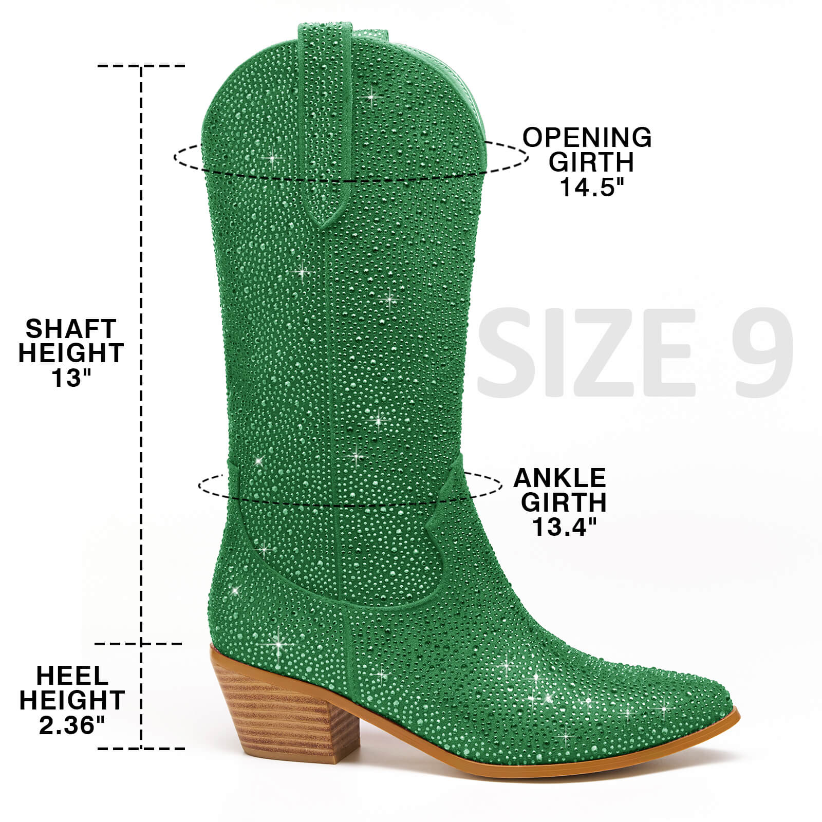 Women's Rhinestone Mid Calf Cowboy Boots