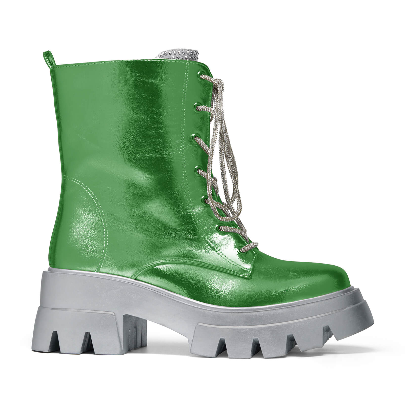 Women's Metallic Round Toe Lace up Boots