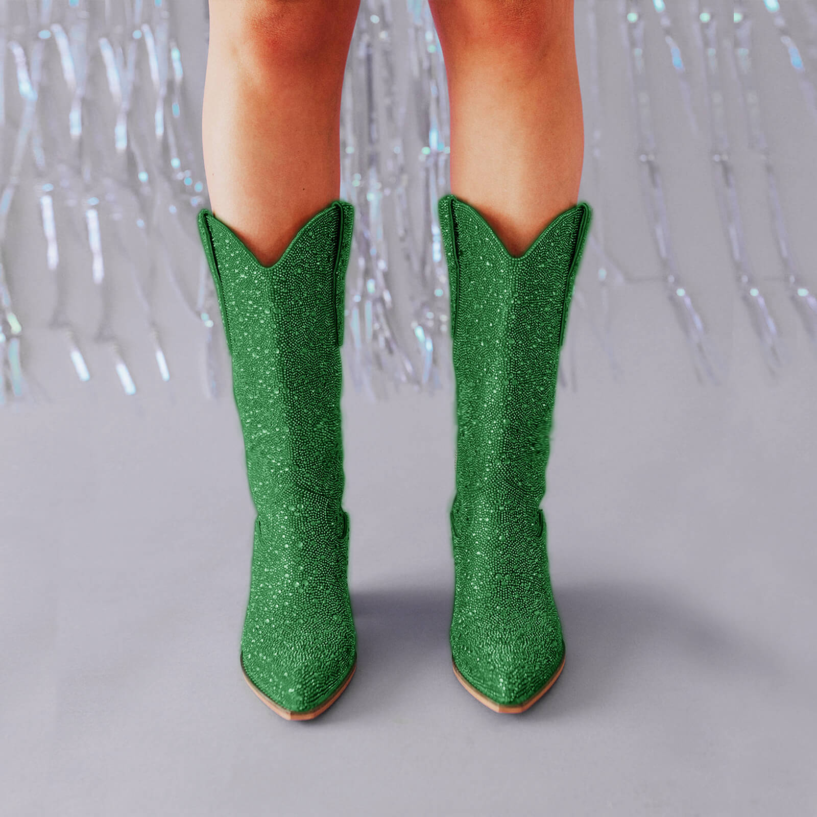 Women's Rhinestone Mid Calf Cowboy Boots