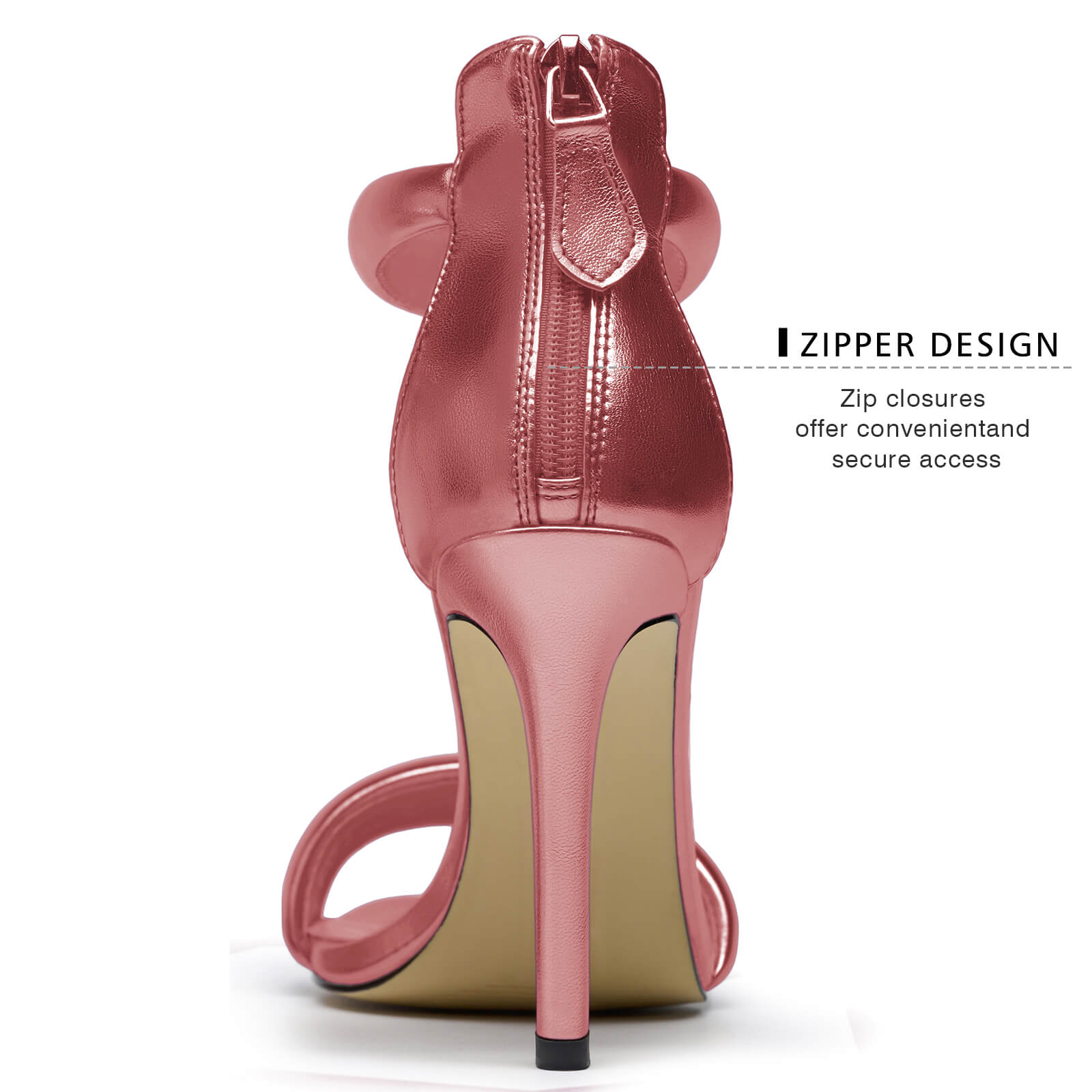 Women's Pump Open Toe Heel Sandals Back Zipper Round Ankle Strappy Stiletto Heels Sparkle Glitter Metallic Party Sexy Wedding Dressy Shoes