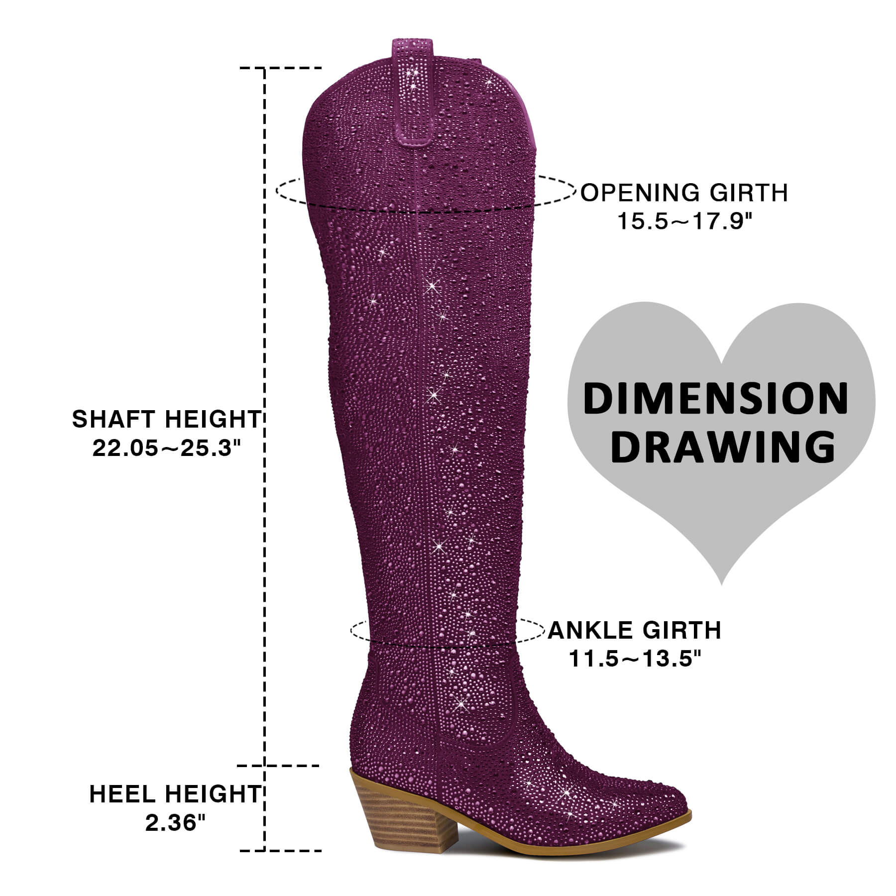 Women's Rhinestone Over Knee Cowboy Boots