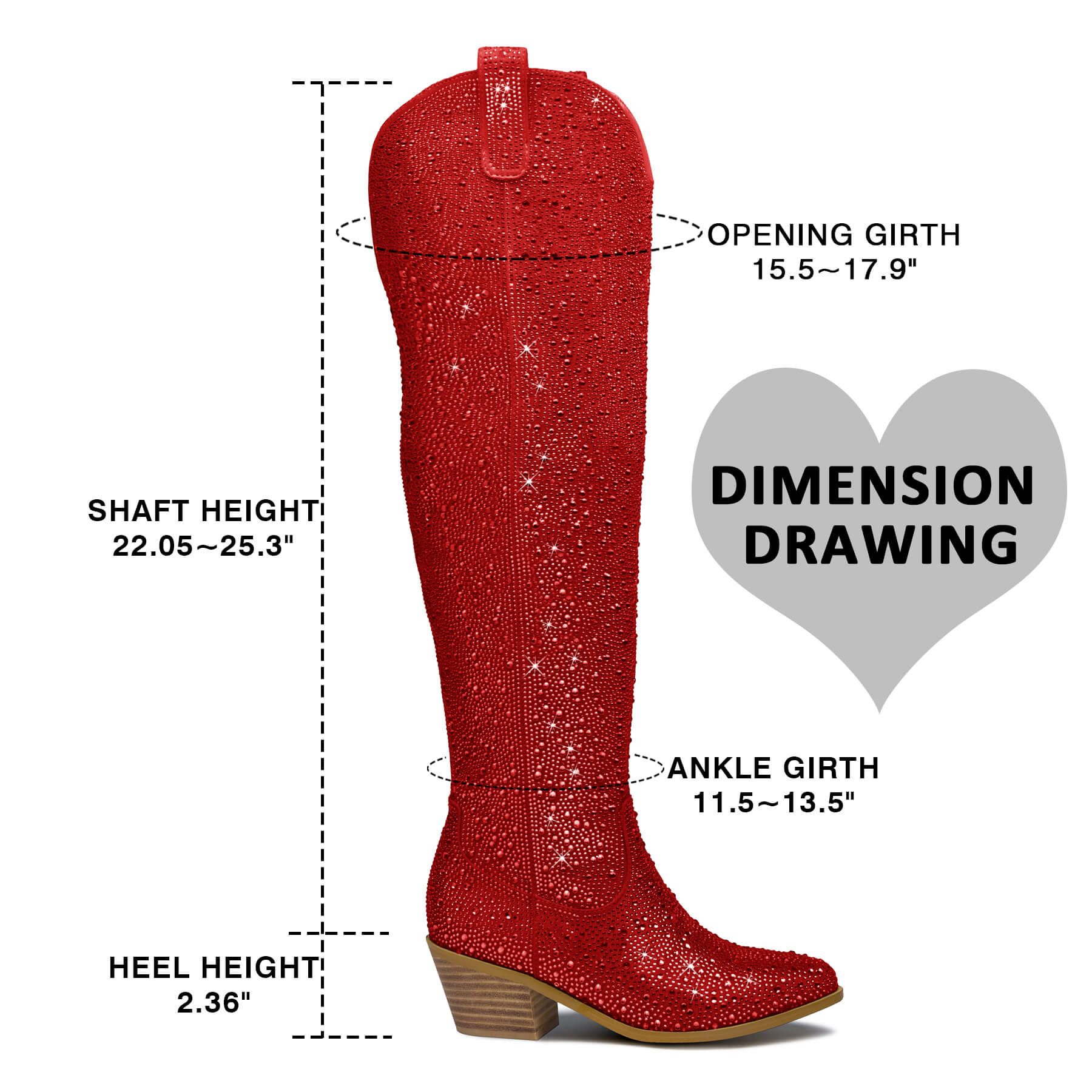 Women's Rhinestone Over Knee Cowboy Boots