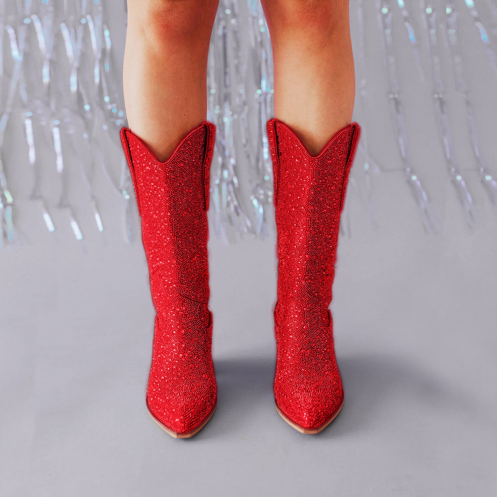 Women's Rhinestone Mid Calf Cowboy Boots