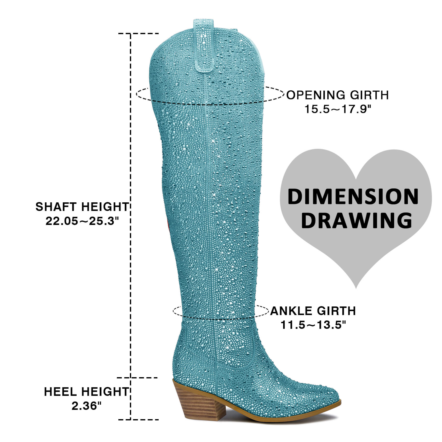 Women's Rhinestone Over Knee Cowboy Boots