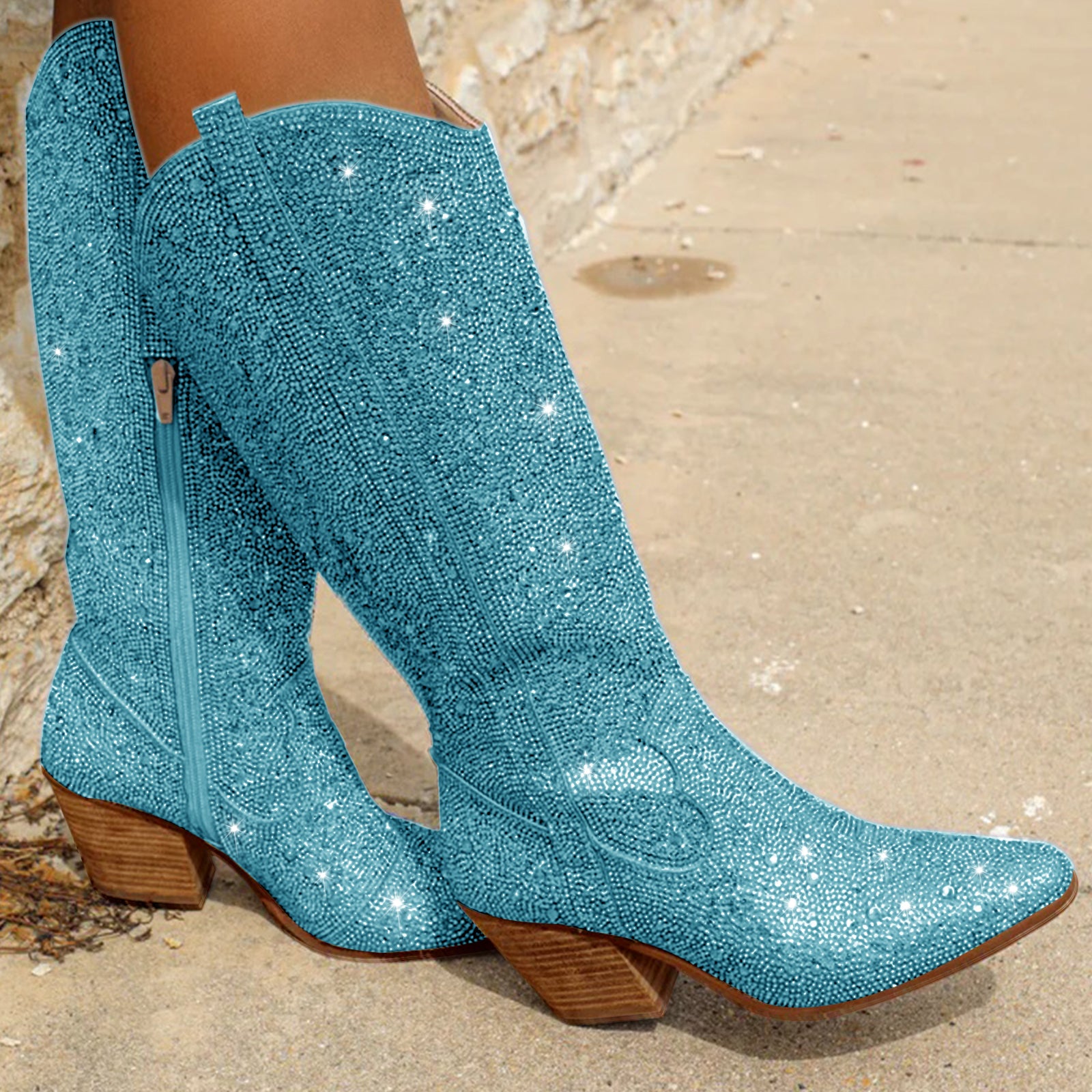 Rhinestone Knee High Cowboy Boots