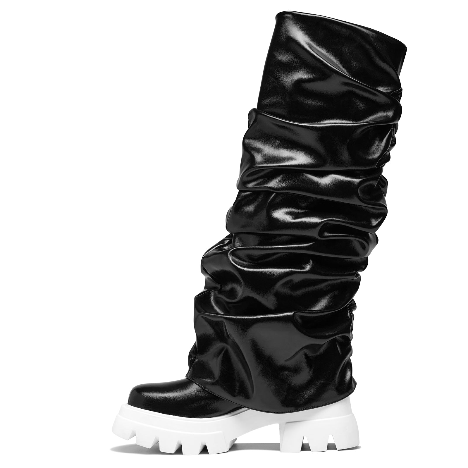 Women's Metallic Platform Fold Over Boots