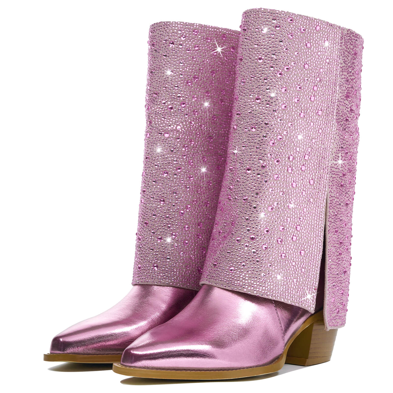 Sparkle Rhinestone Fold Over Cowboy Boots