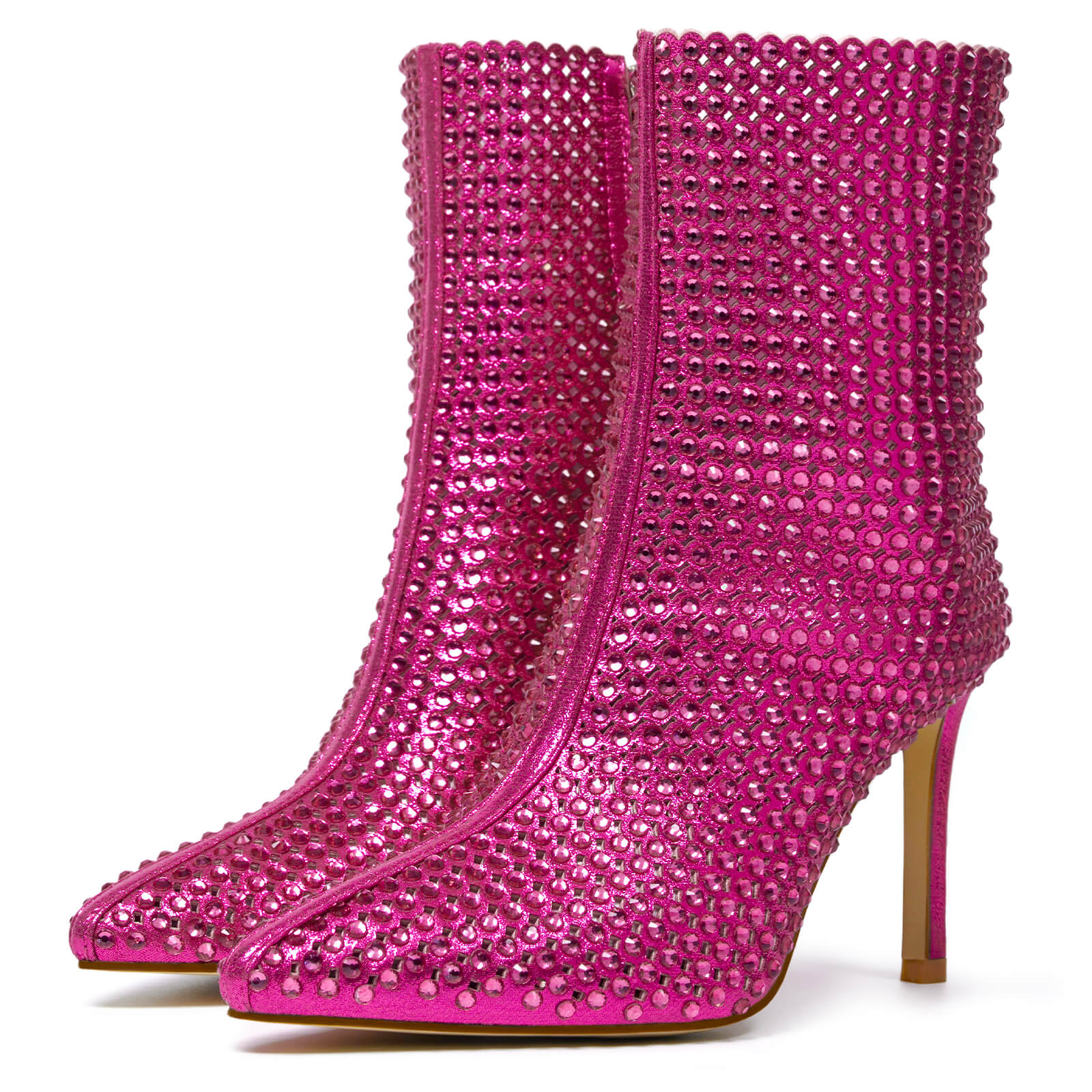 Women's Rhinestone Thin High Heel Pointed Toe Sparkling Sandal Boots