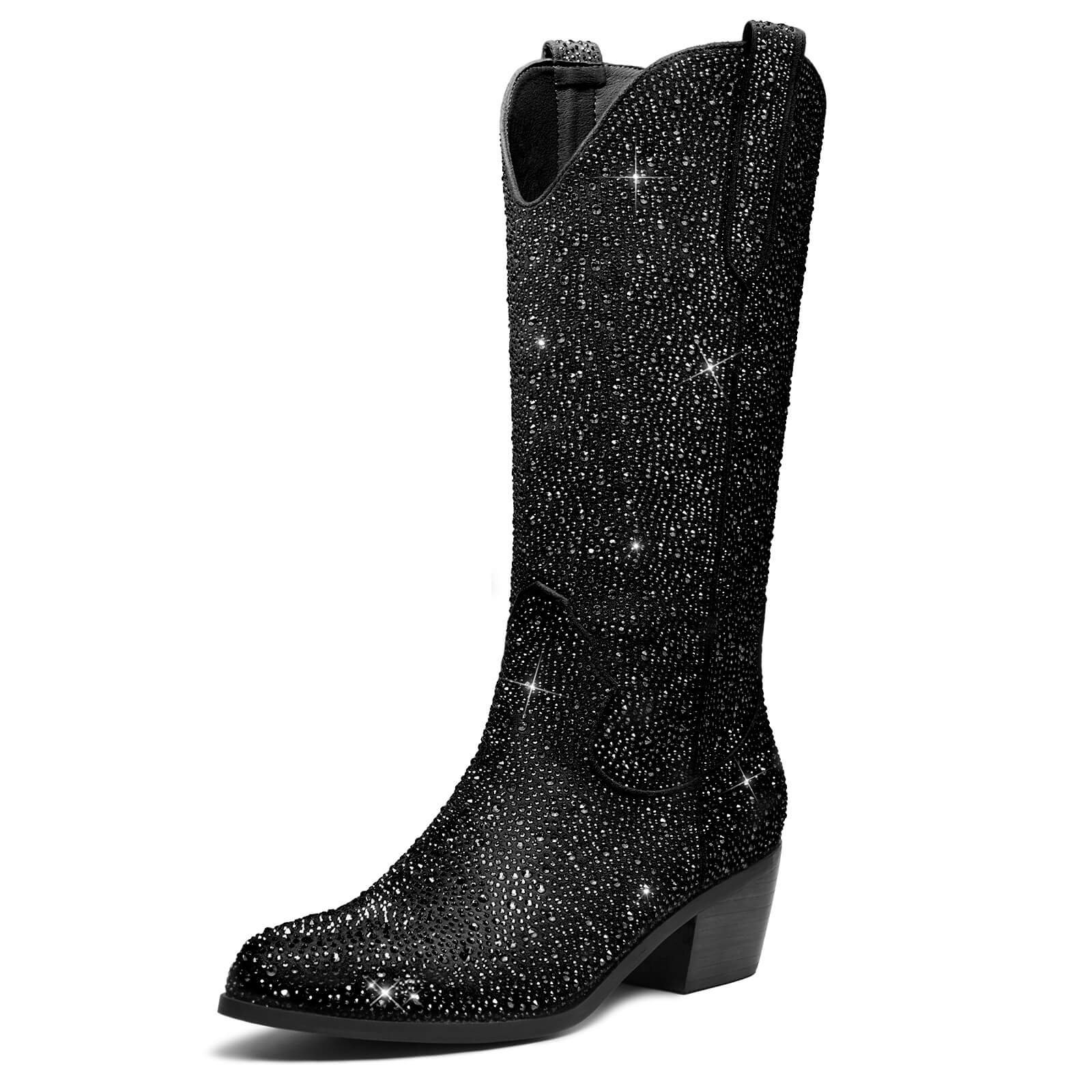 Women's Rhinestone Mid Calf Cowboy Boots