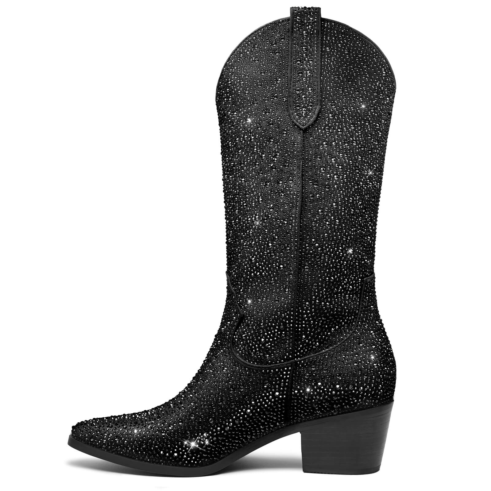 Women's Rhinestone Mid Calf Cowboy Boots