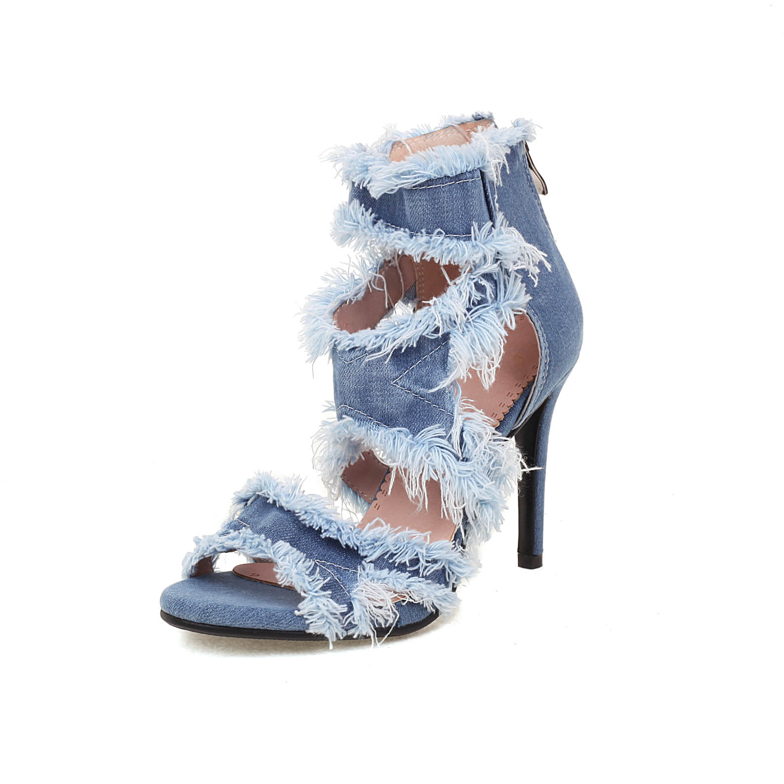 Women's Blue jean Sandals Denim Open Toe High Heeled Sandals