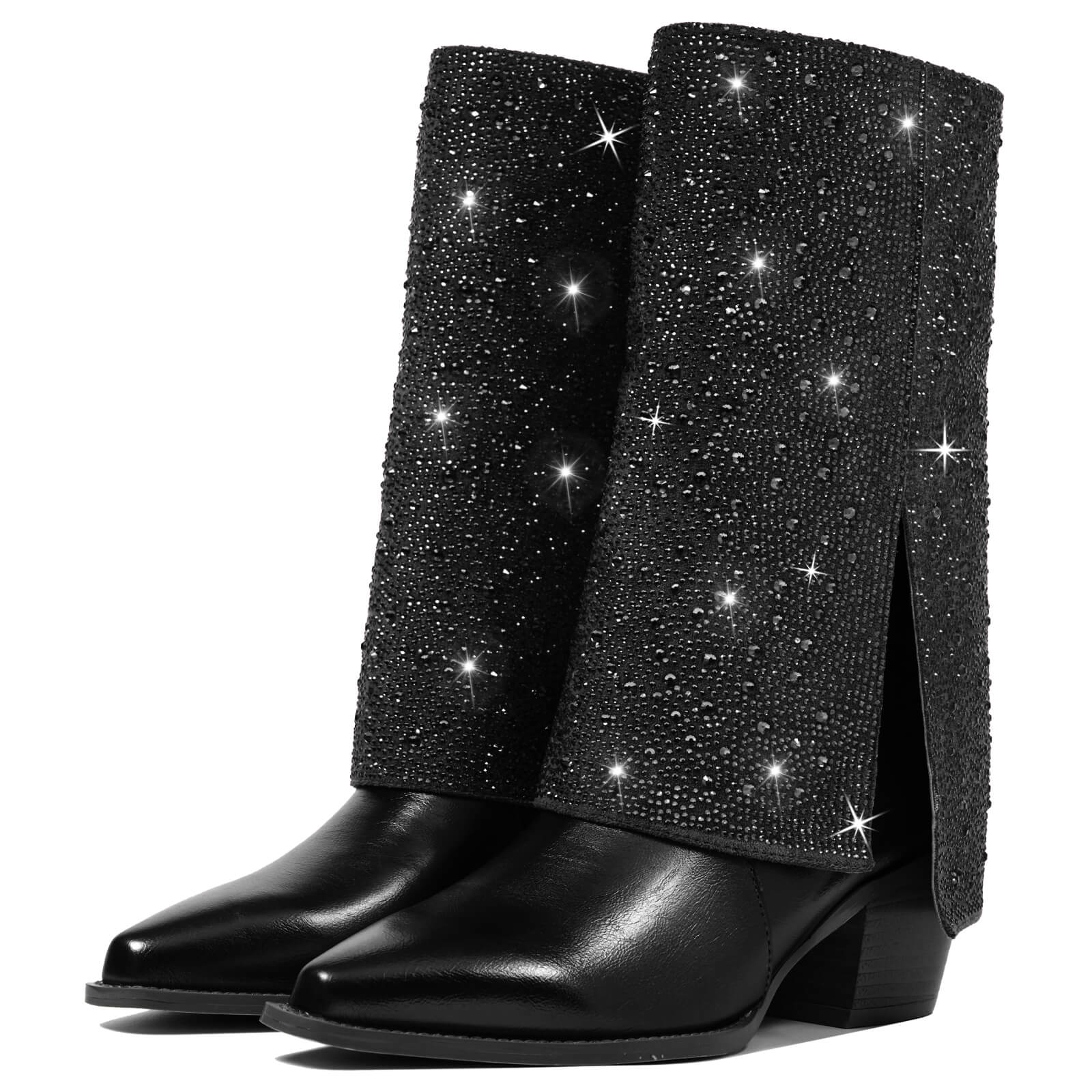 Sparkle Rhinestone Fold Over Cowboy Boots