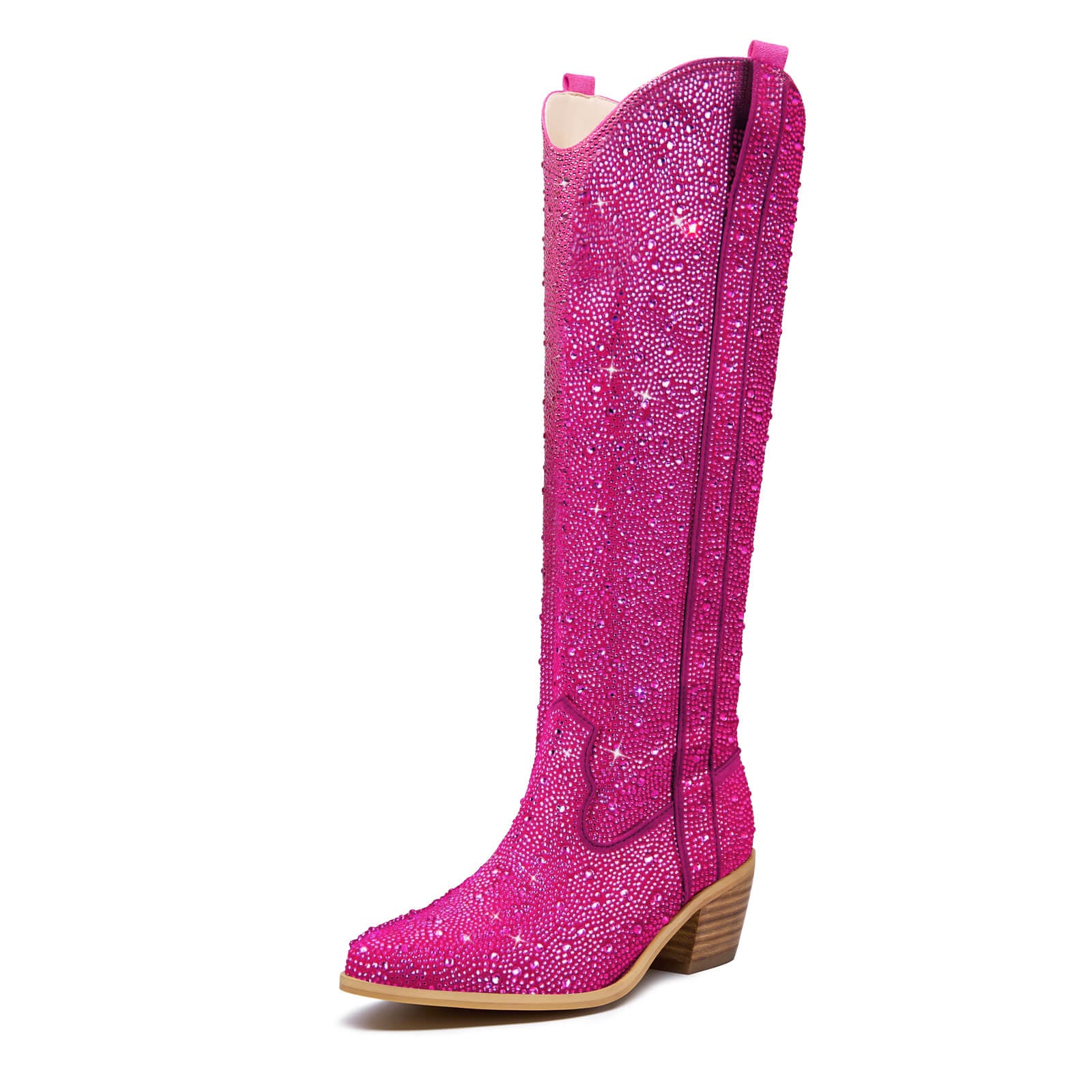 Glitter Rhinestone Knee High Cowboy Boots