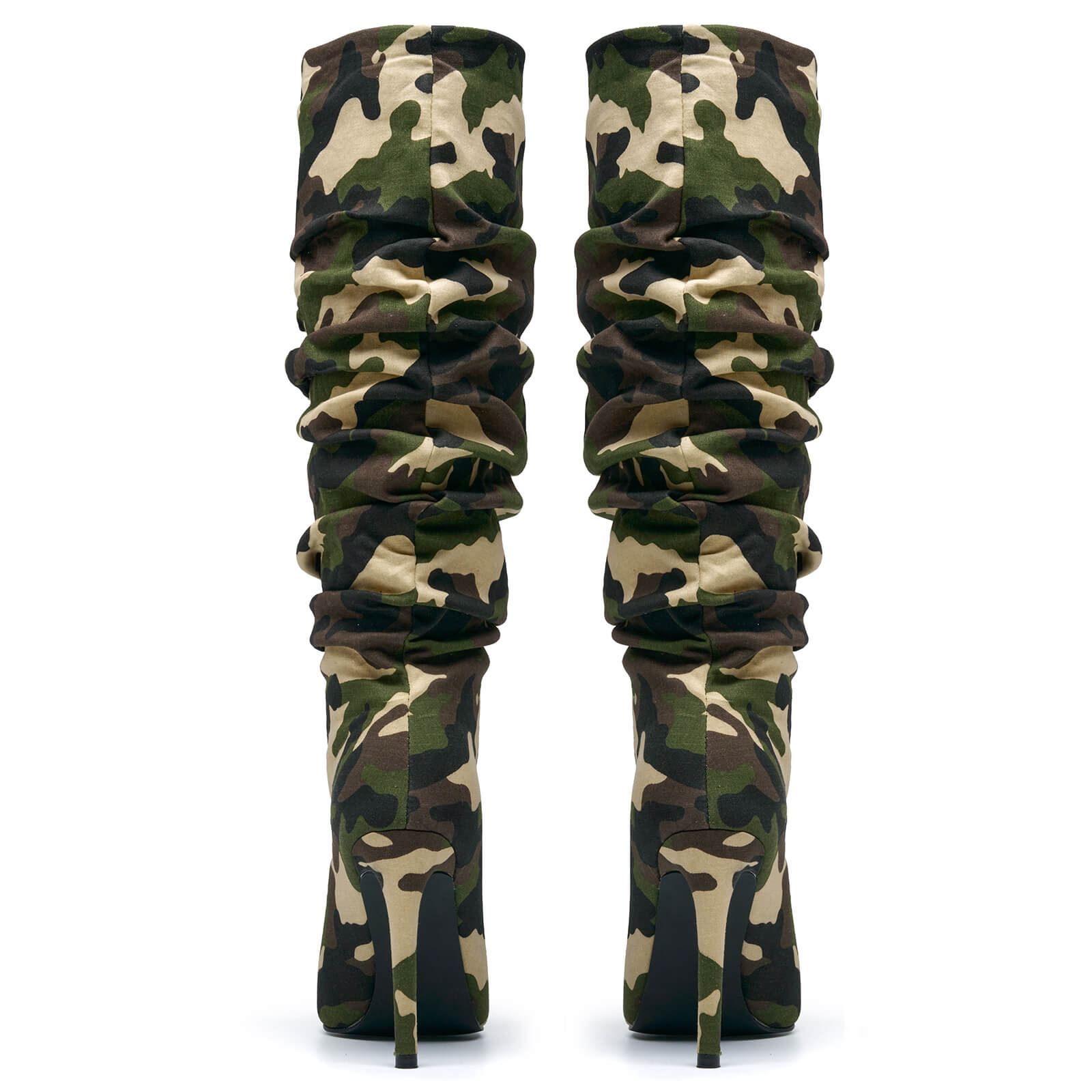 Women's Camouflage Pointed Toe Knee High Boots