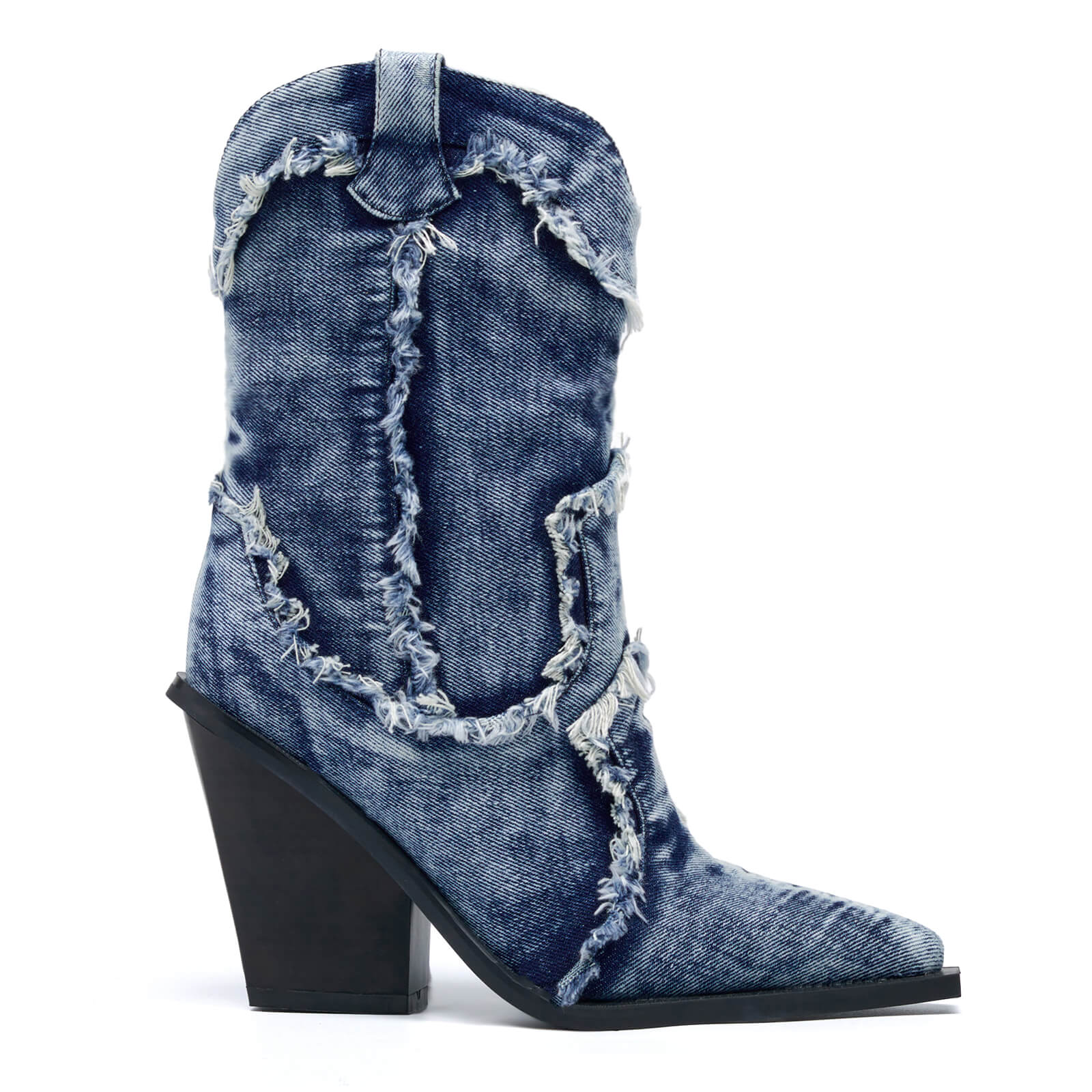 Women Denim Cowboy Mid Calf Boots