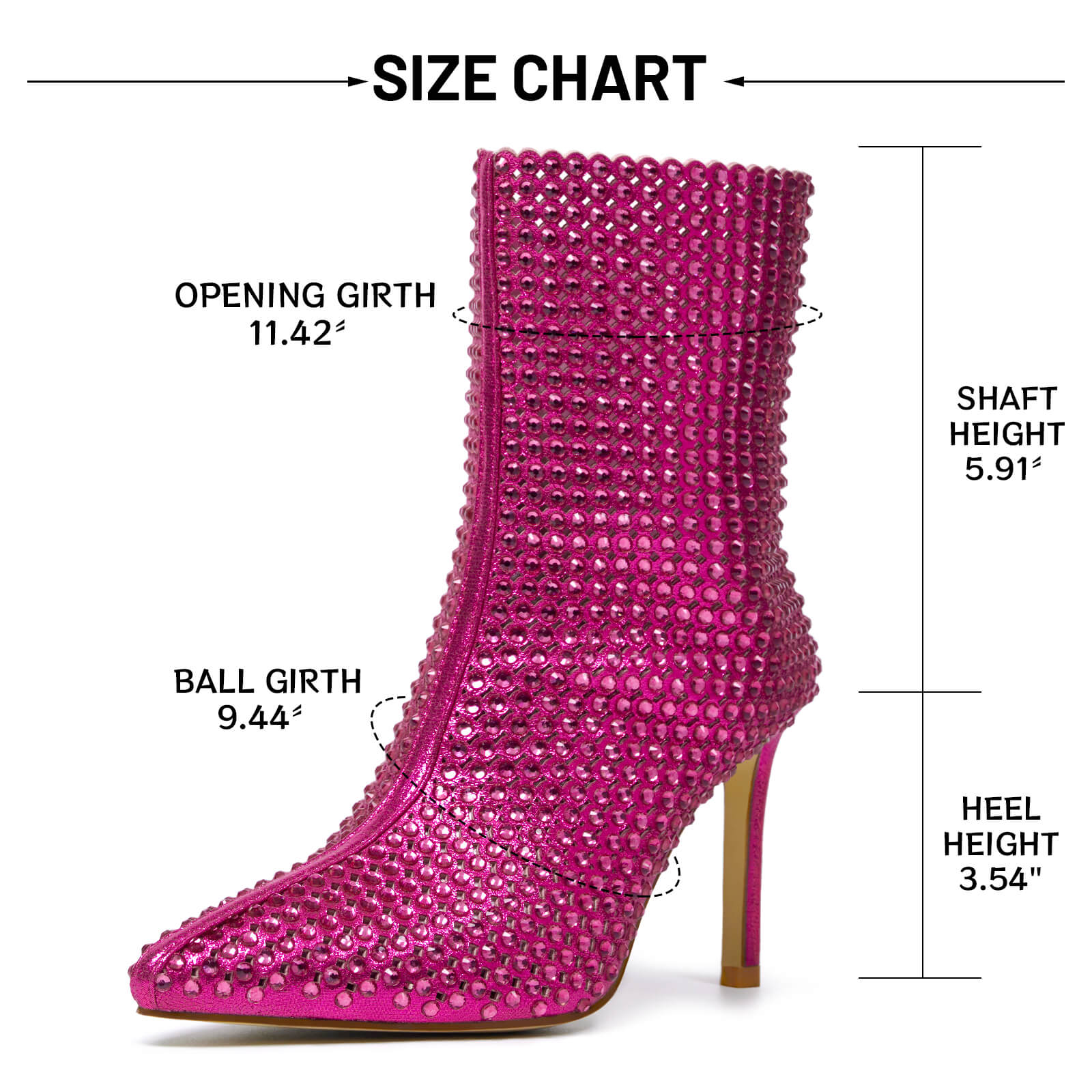 Women's Rhinestone Thin High Heel Pointed Toe Sparkling Sandal Boots