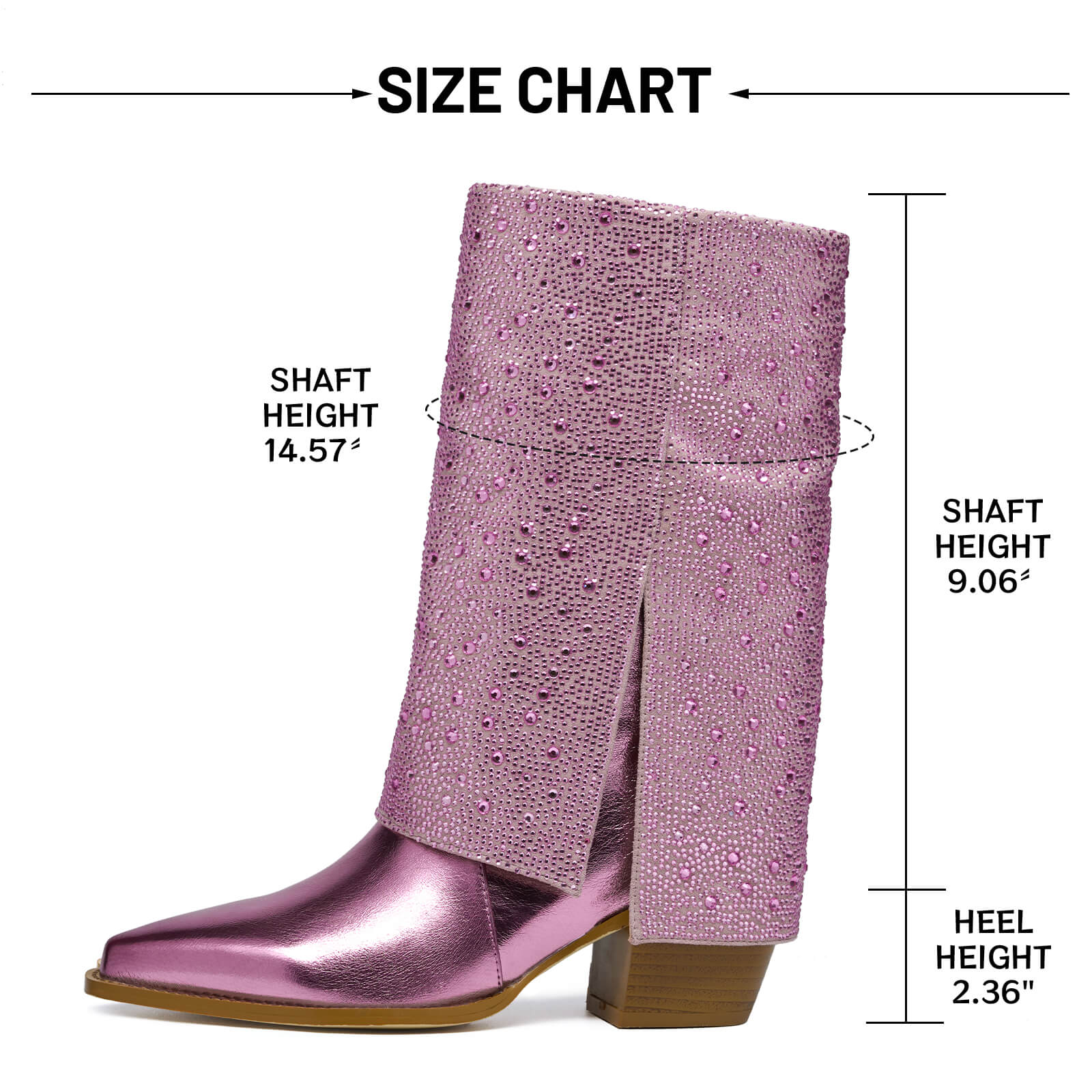 Sparkle Rhinestone Fold Over Cowboy Boots