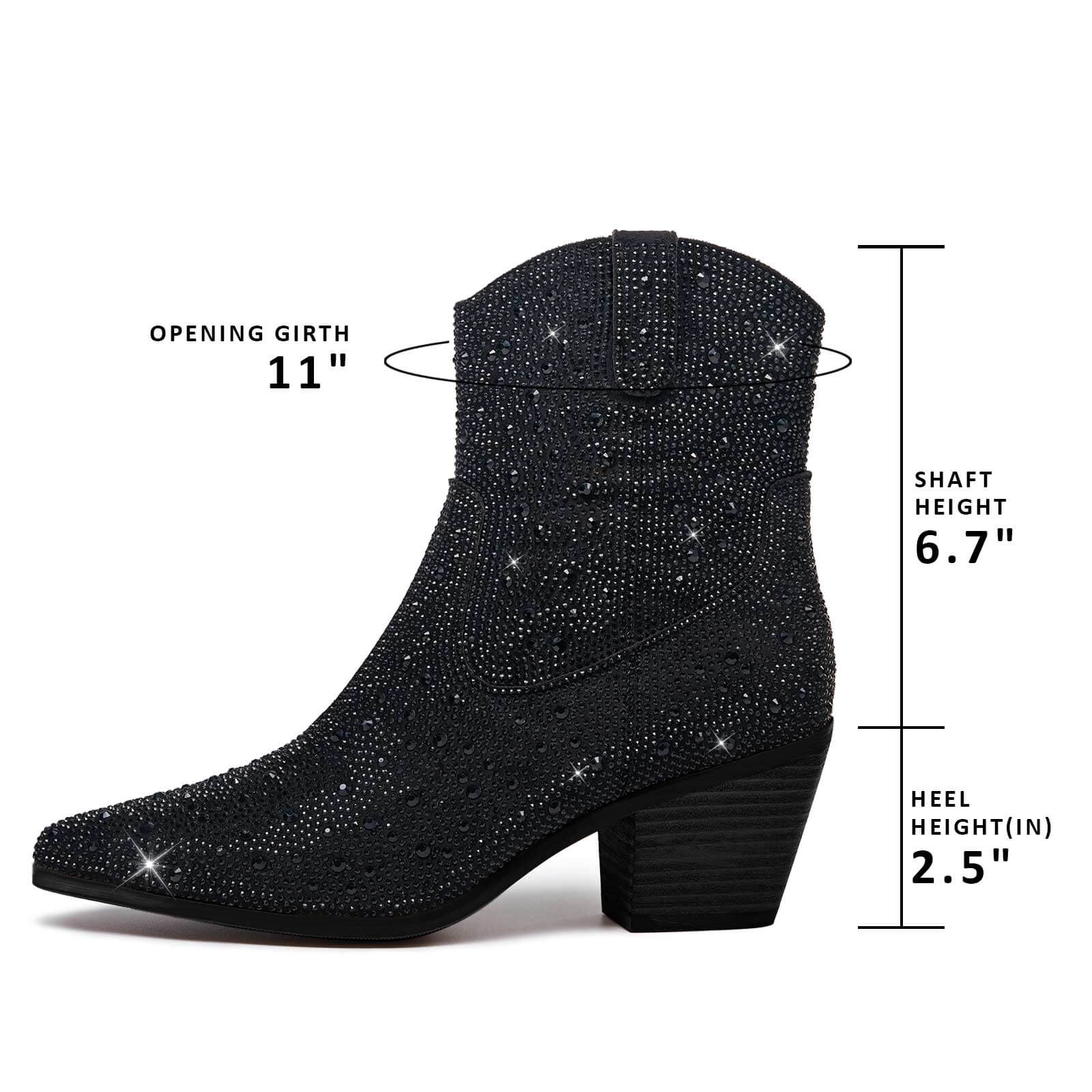 Rhinestone Cowboy Boots Sparkly Ankle Cowgirl Booties