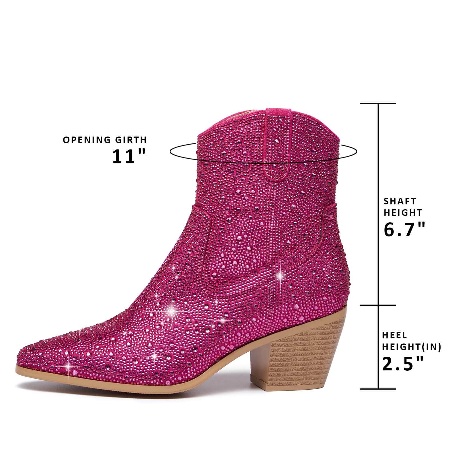 Rhinestone Cowboy Boots Sparkly Ankle Cowgirl Booties