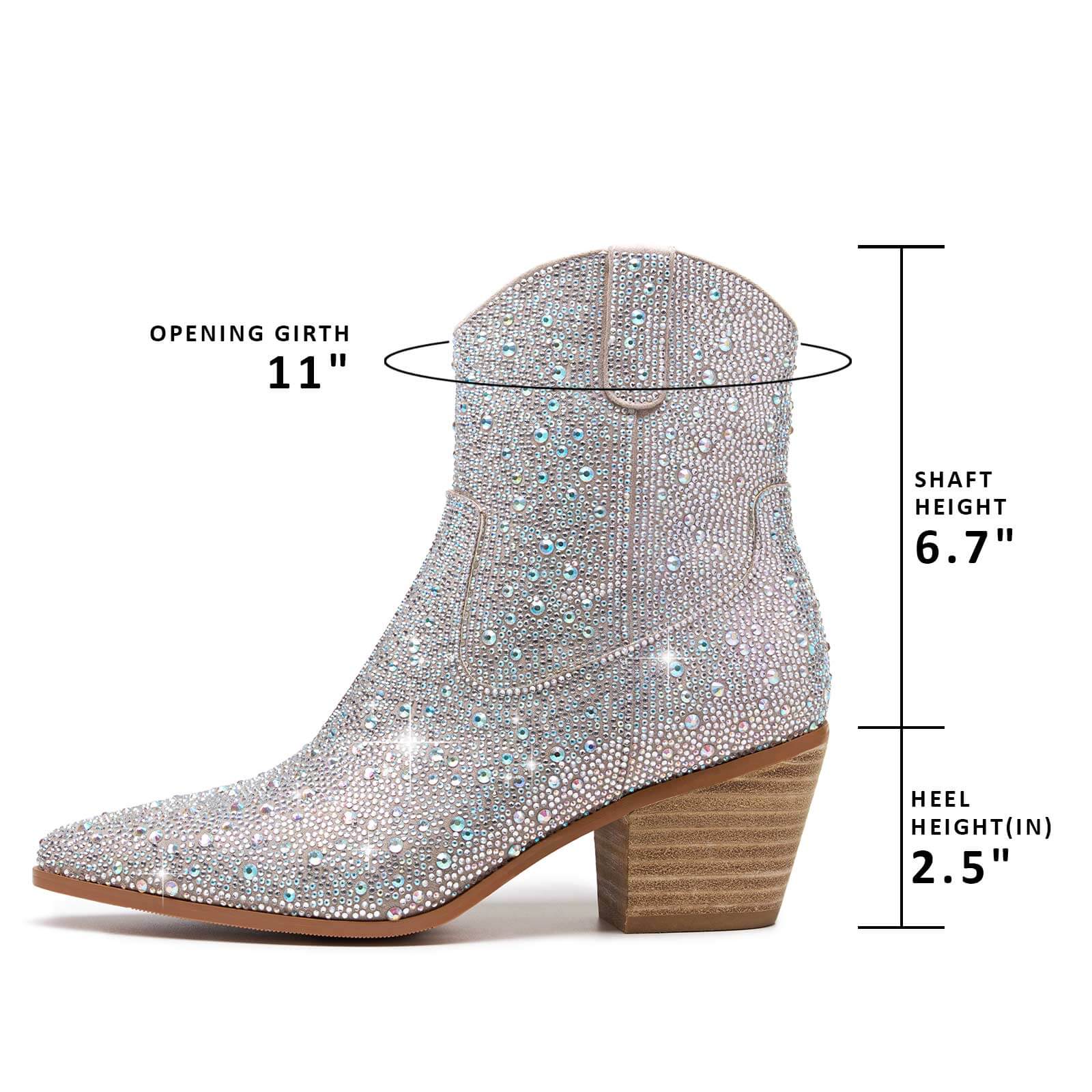 Rhinestone Cowboy Boots Sparkly Ankle Cowgirl Booties