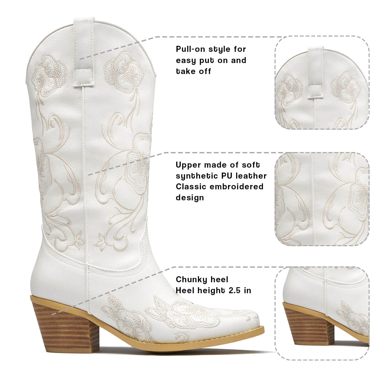 Floral Embroidered Cowboy Boots for Women