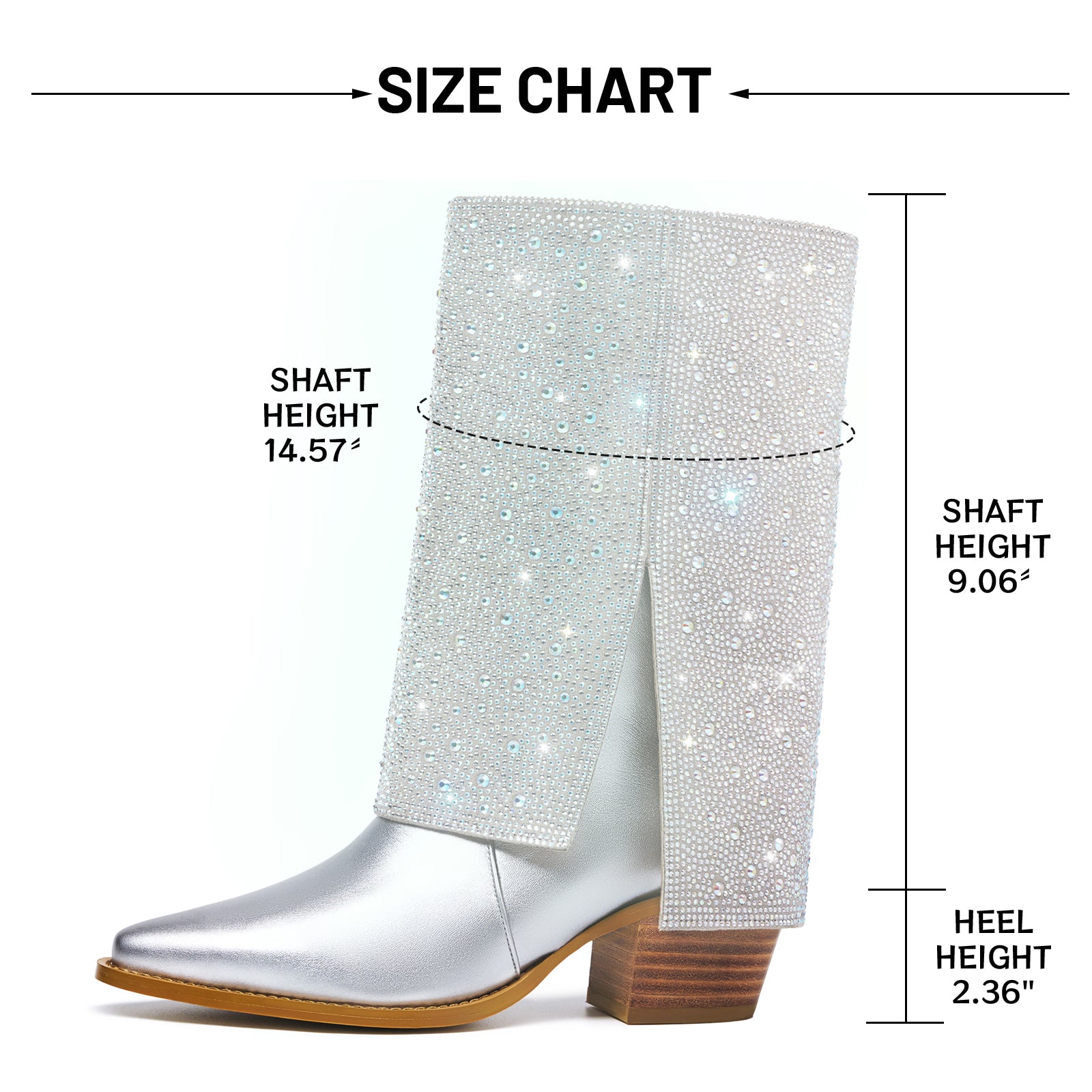 Sparkle Rhinestone Fold Over Cowboy Boots