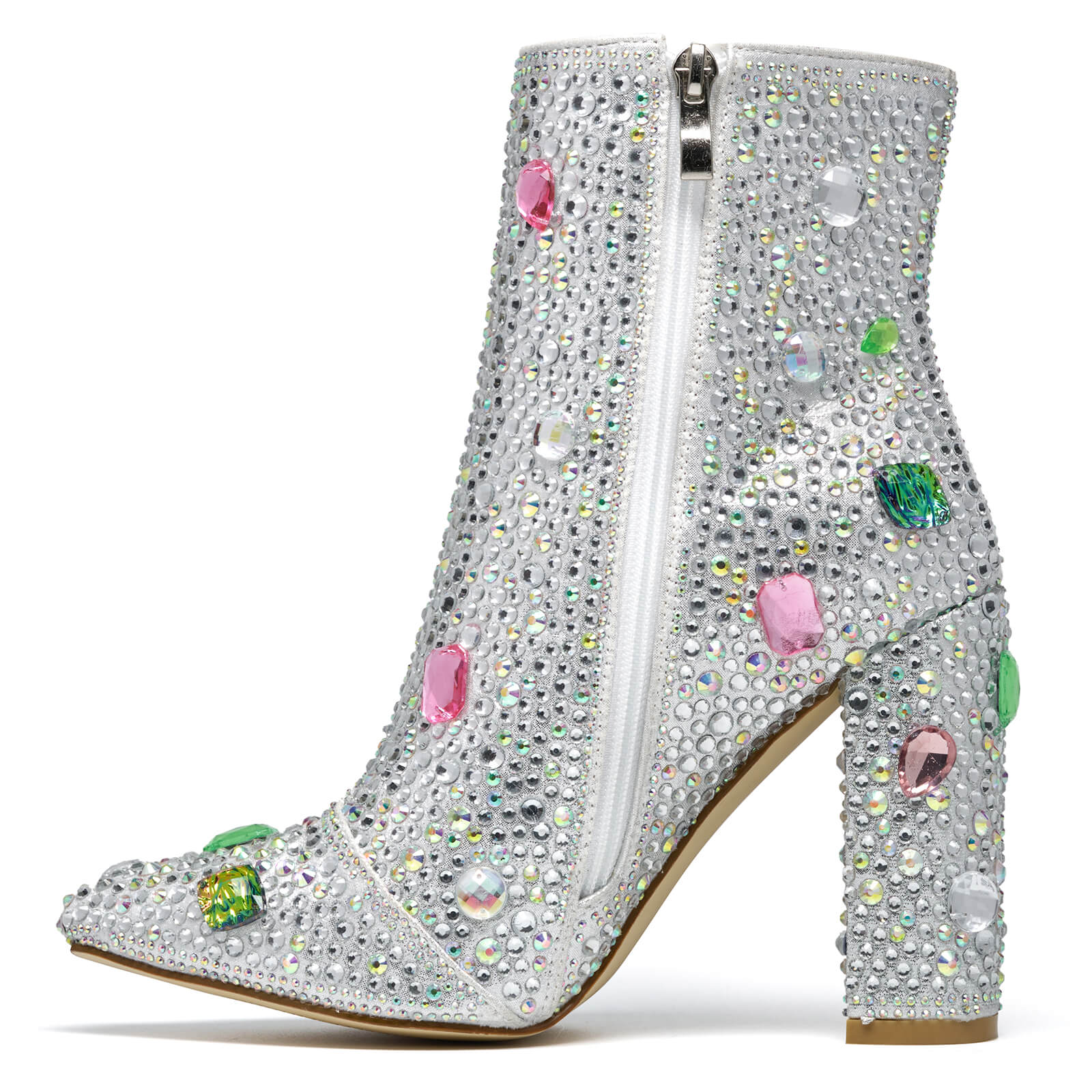 Women Pointed Toe Rhinestone Ankle Boots