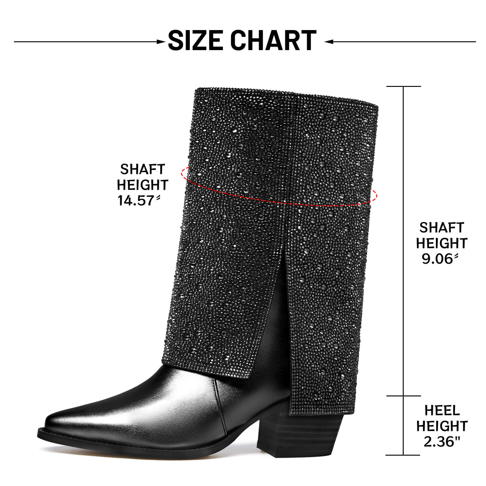 Sparkle Rhinestone Fold Over Cowboy Boots