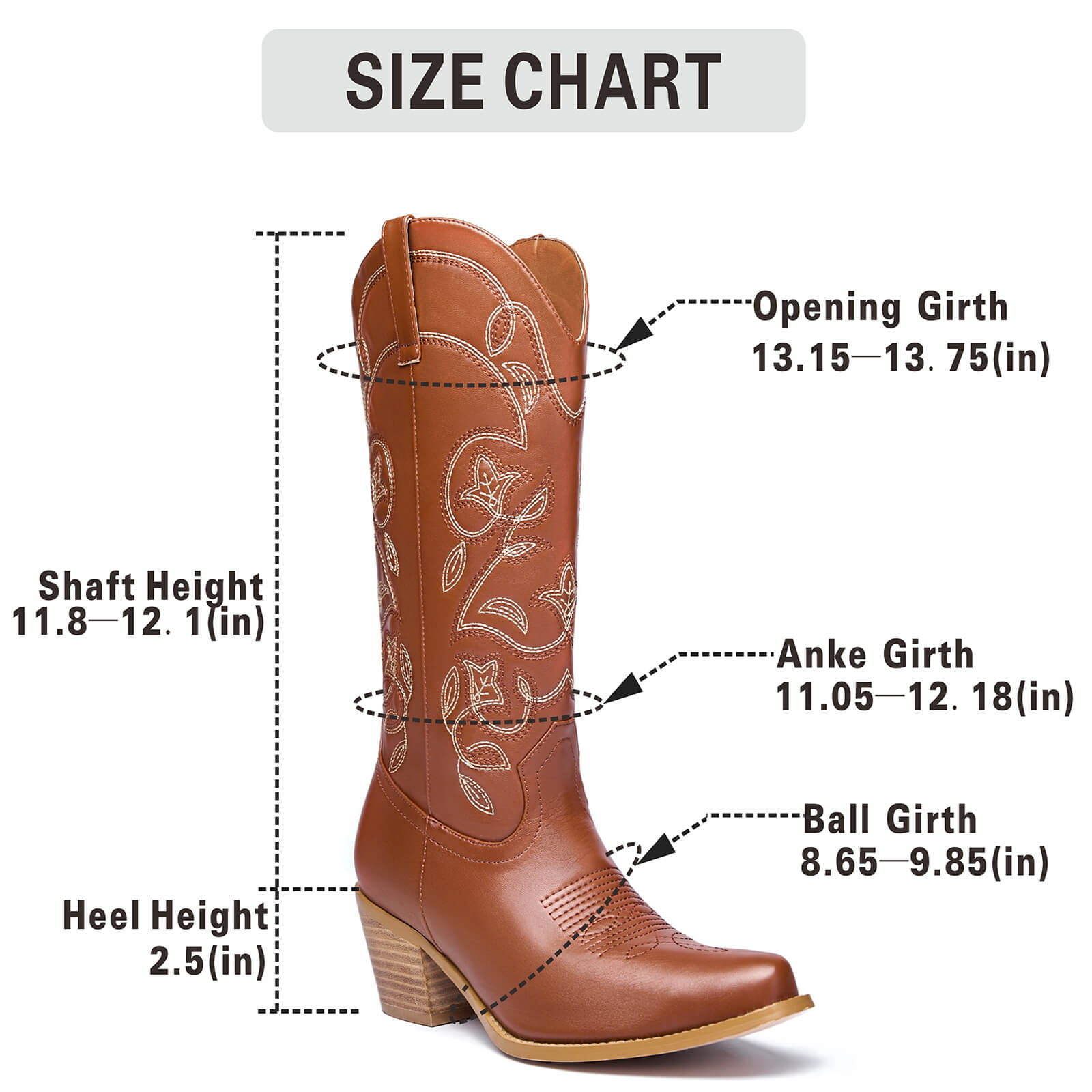 Western Cowboy Mid Wide Calf Boots