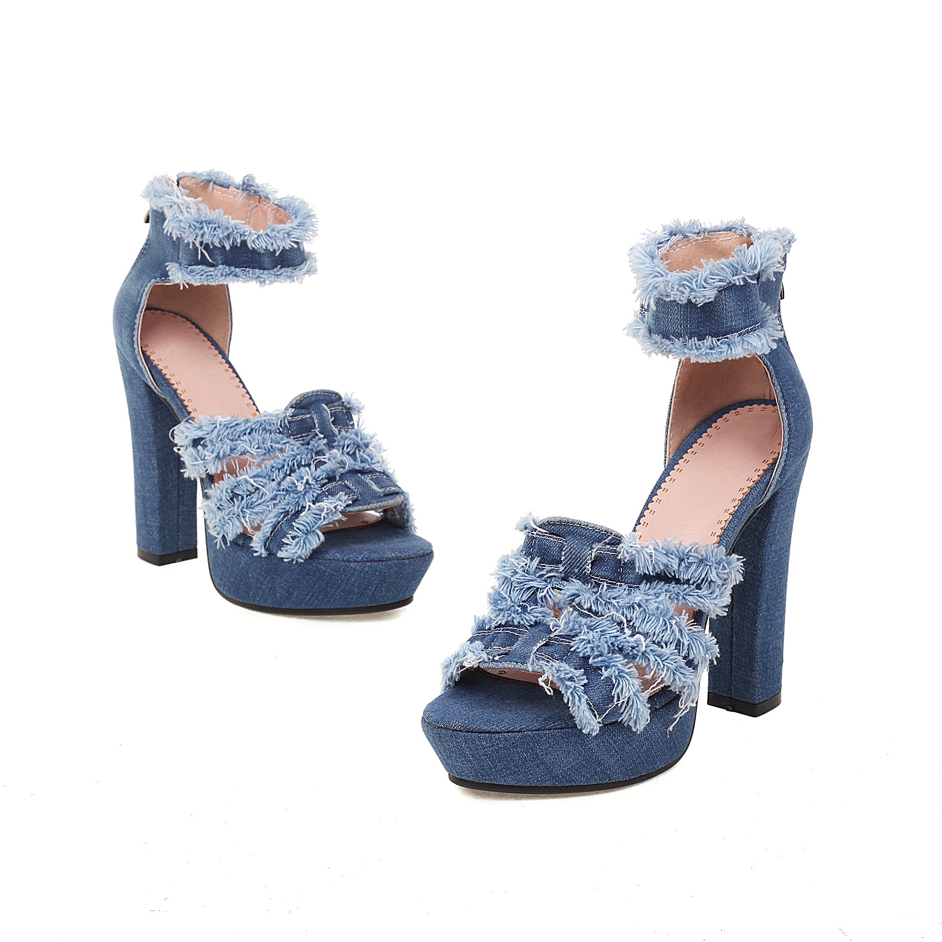 Women's Denim High Heeled Sandals