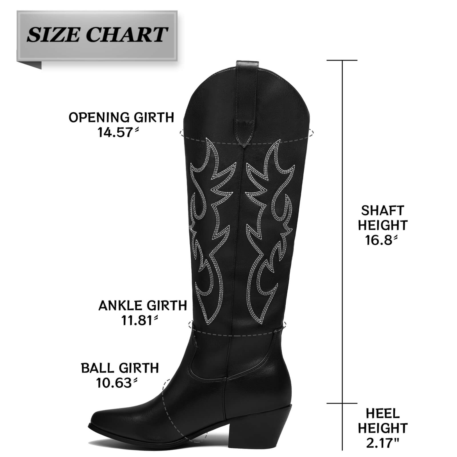 Western Embroidery Pointed Toes Knee High Cowboy Boots