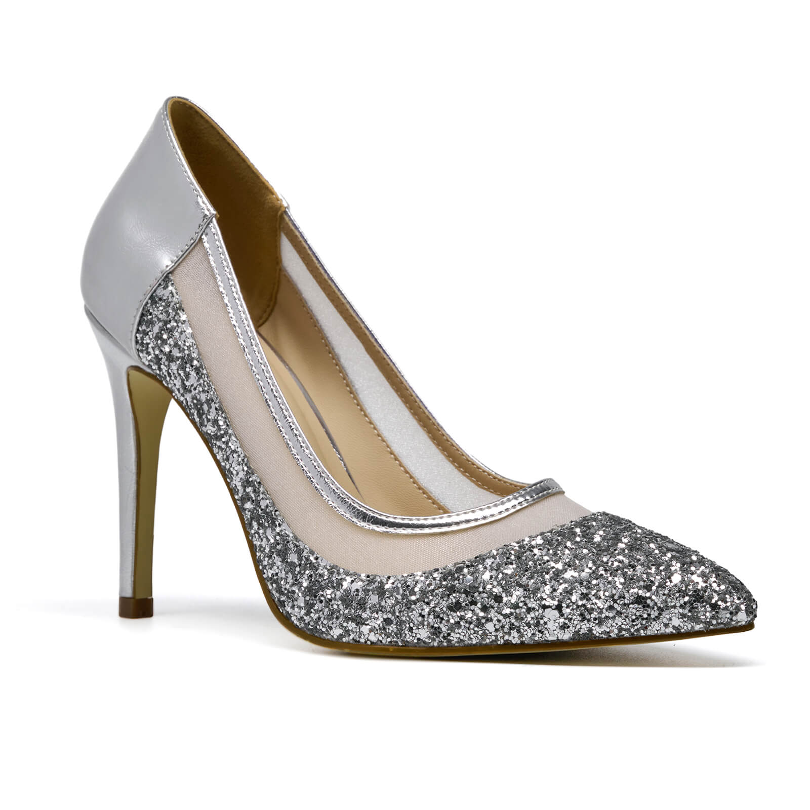 Women's Shiny Sequins Closed Pointed Toe High Stiletto Heels