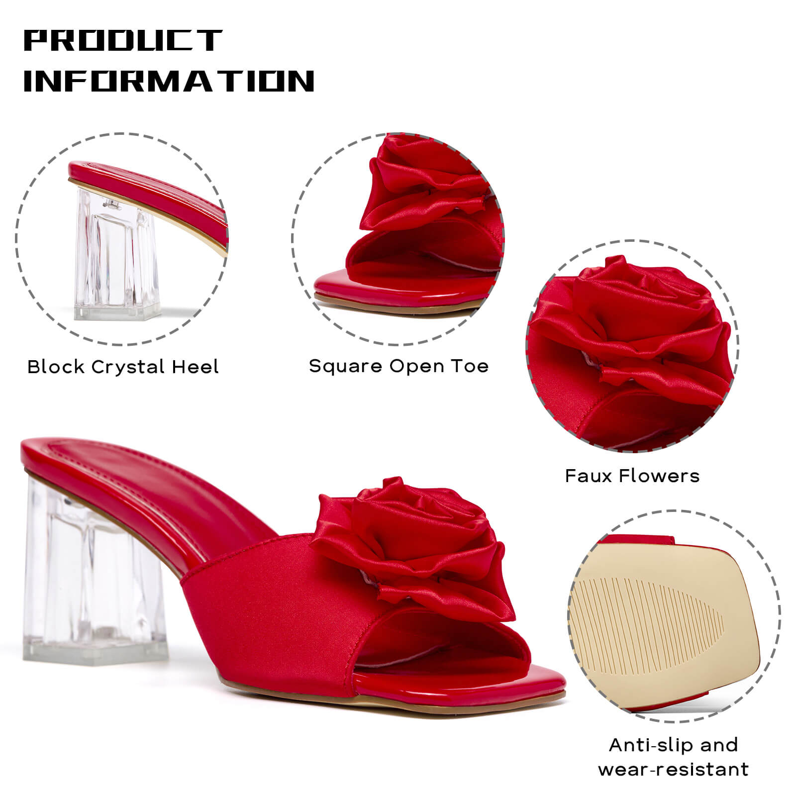 Women's Transparent Low Heel Chunky Sandals