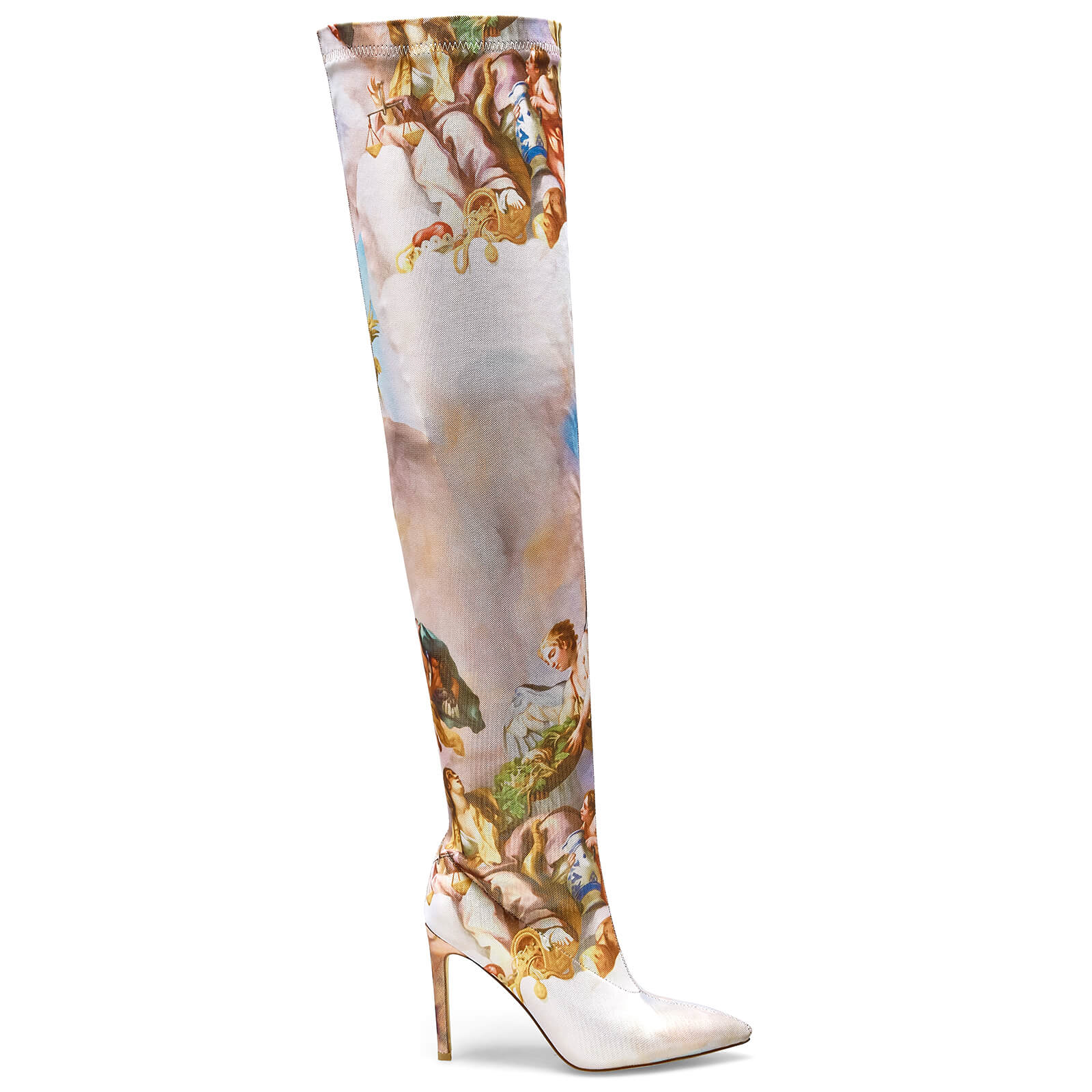 Women's Pointed Toe Stiletto Canvas Stretch Over The Knee Boots