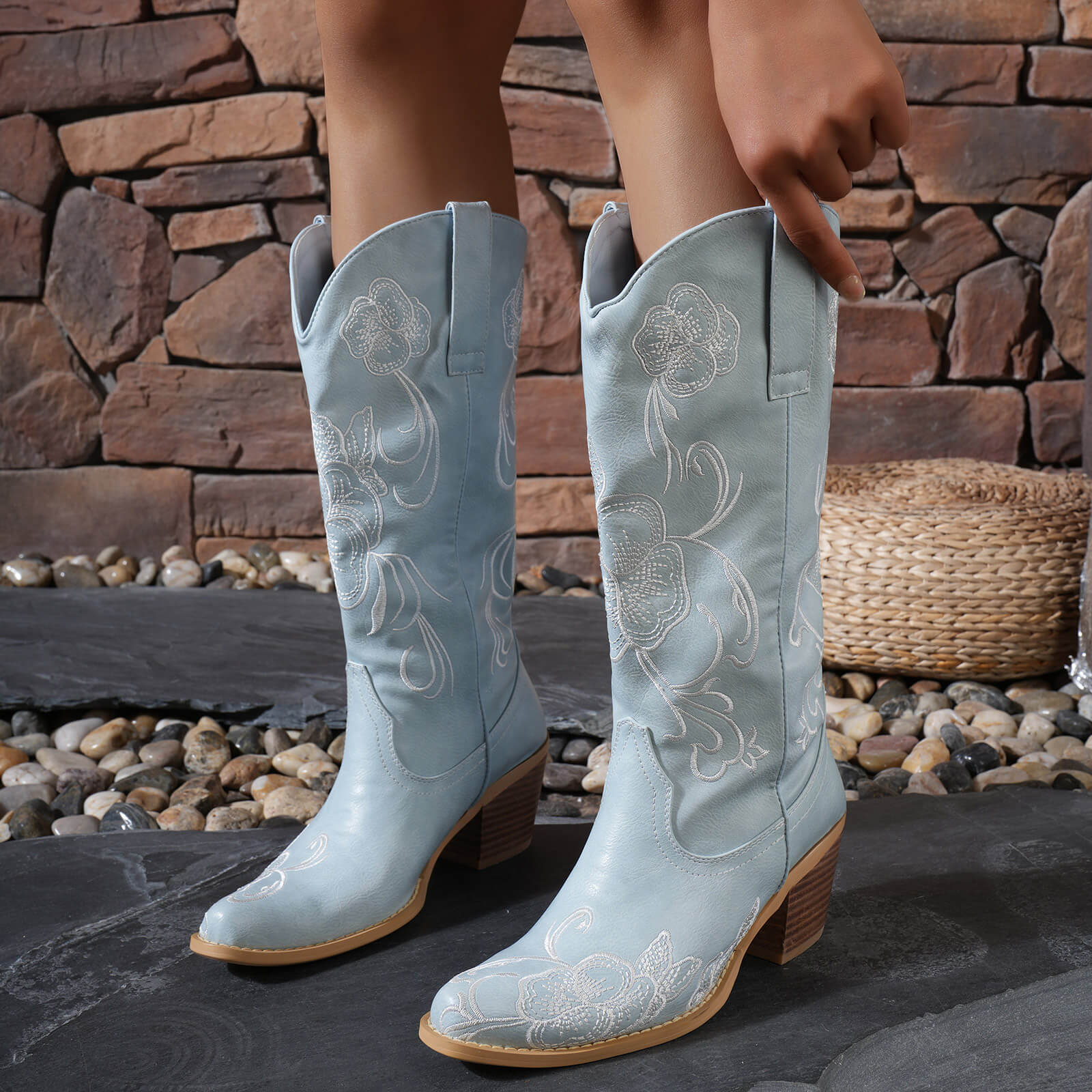 Floral Embroidered Cowboy Boots for Women