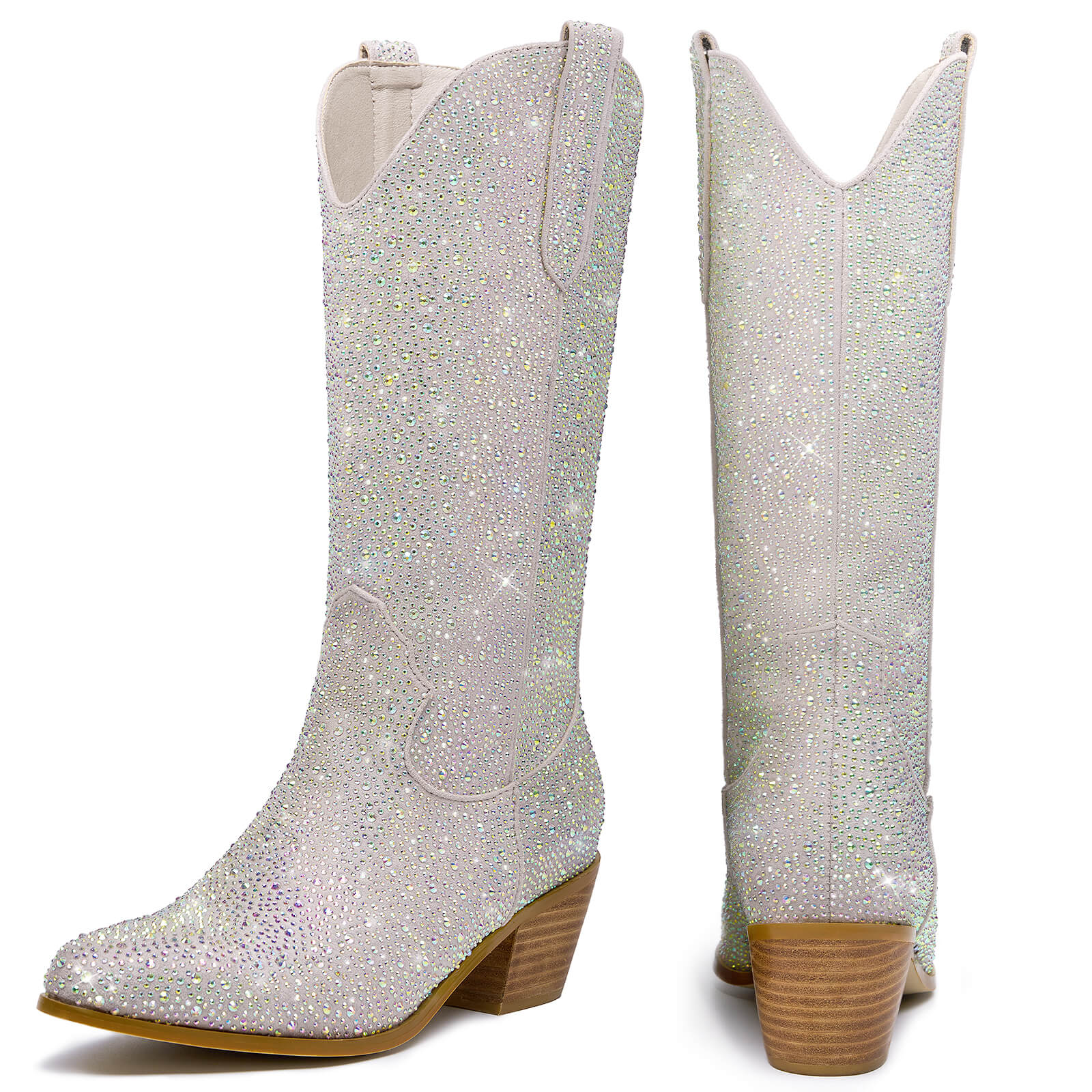 Women's Rhinestone Mid Calf Cowboy Boots