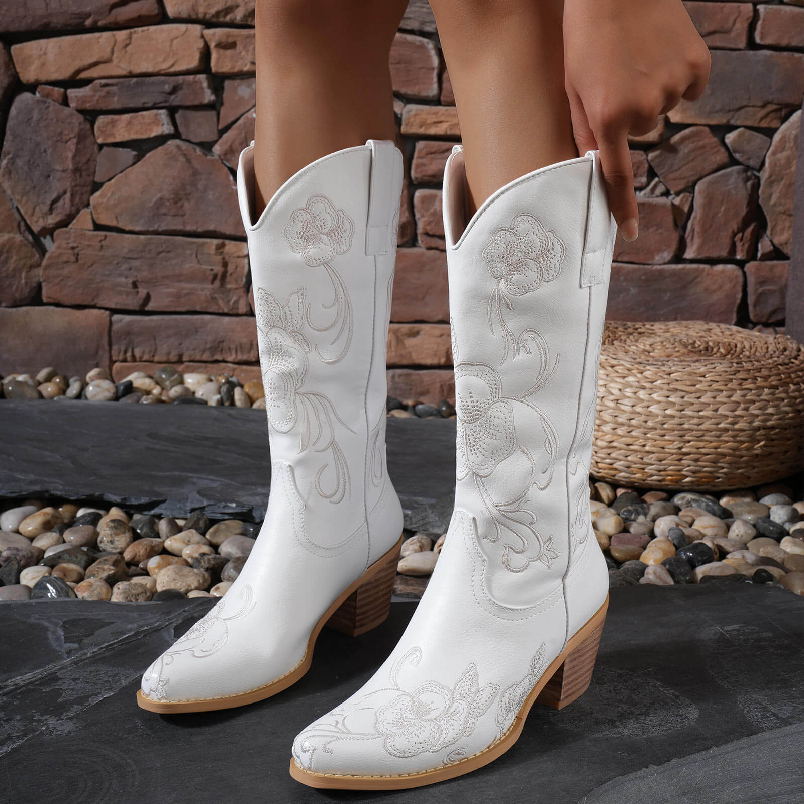 Floral Embroidered Cowboy Boots for Women