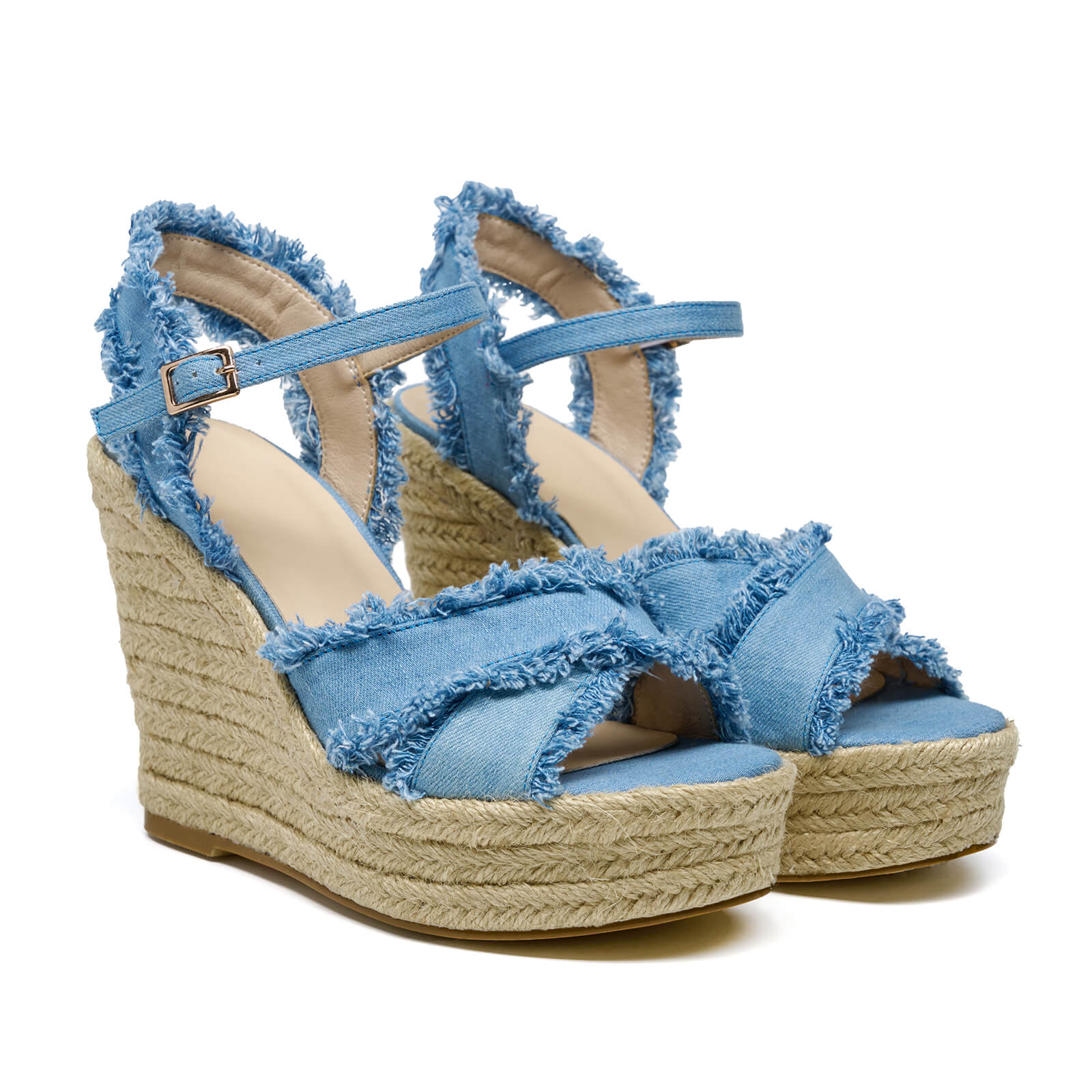 Denim Espadrilles Wedge Sandals for Women