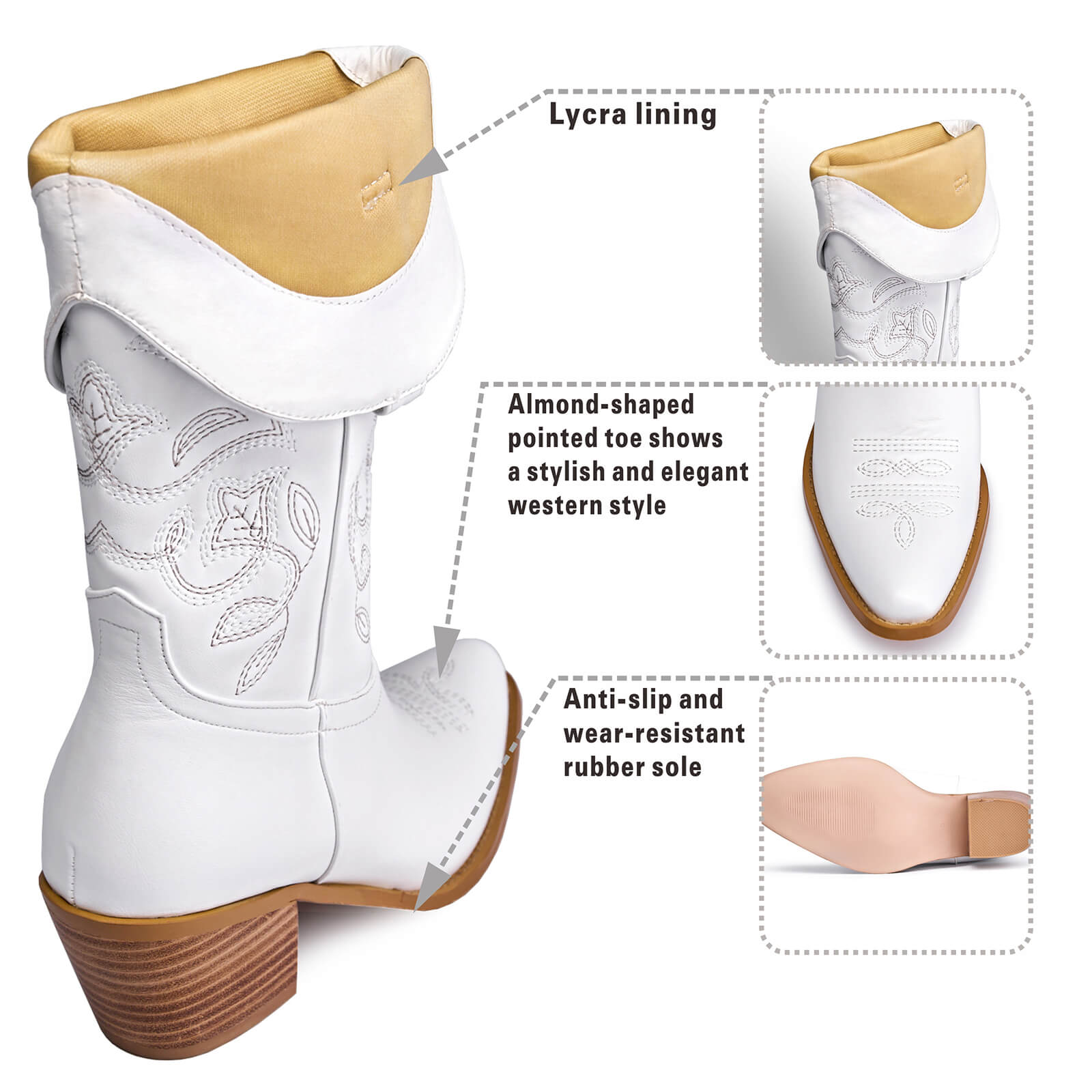 Western Cowboy Mid Wide Calf Boots