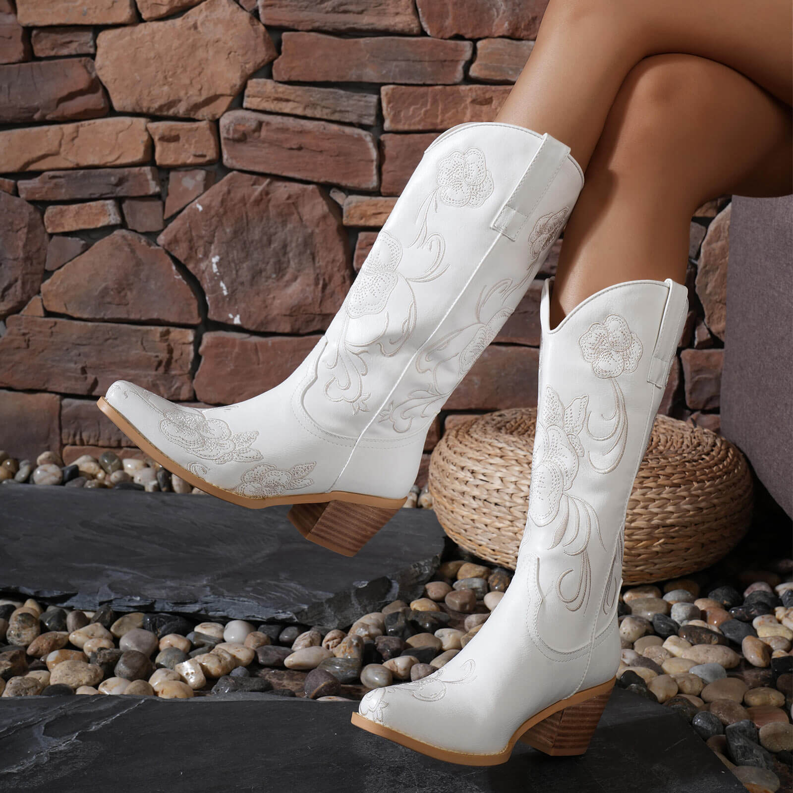 Floral Embroidered Cowboy Boots for Women