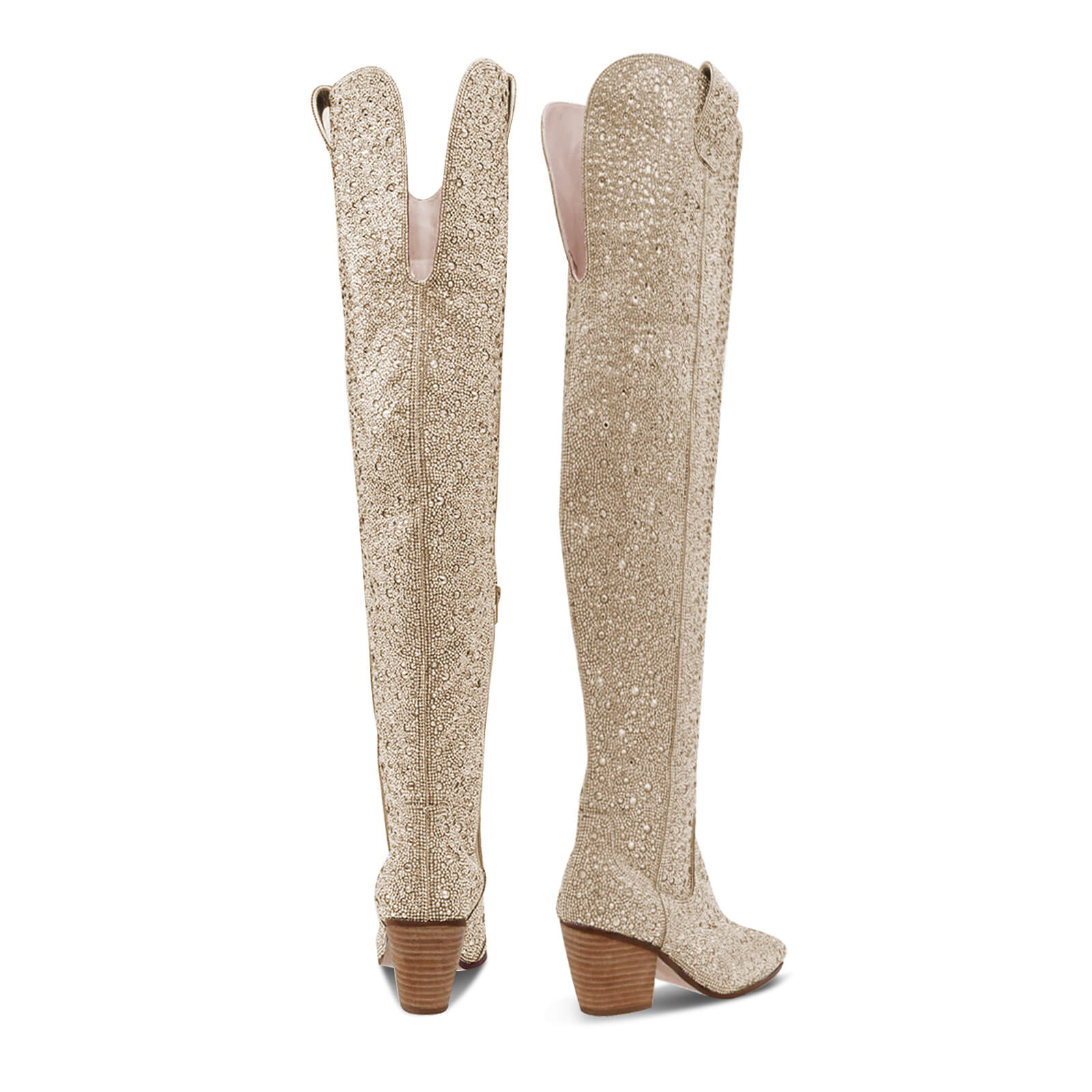 Women's Rhinestone Knee High Cowboy Boots