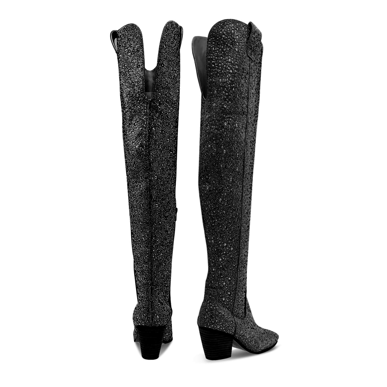 Women's Rhinestone Knee High Cowboy Boots