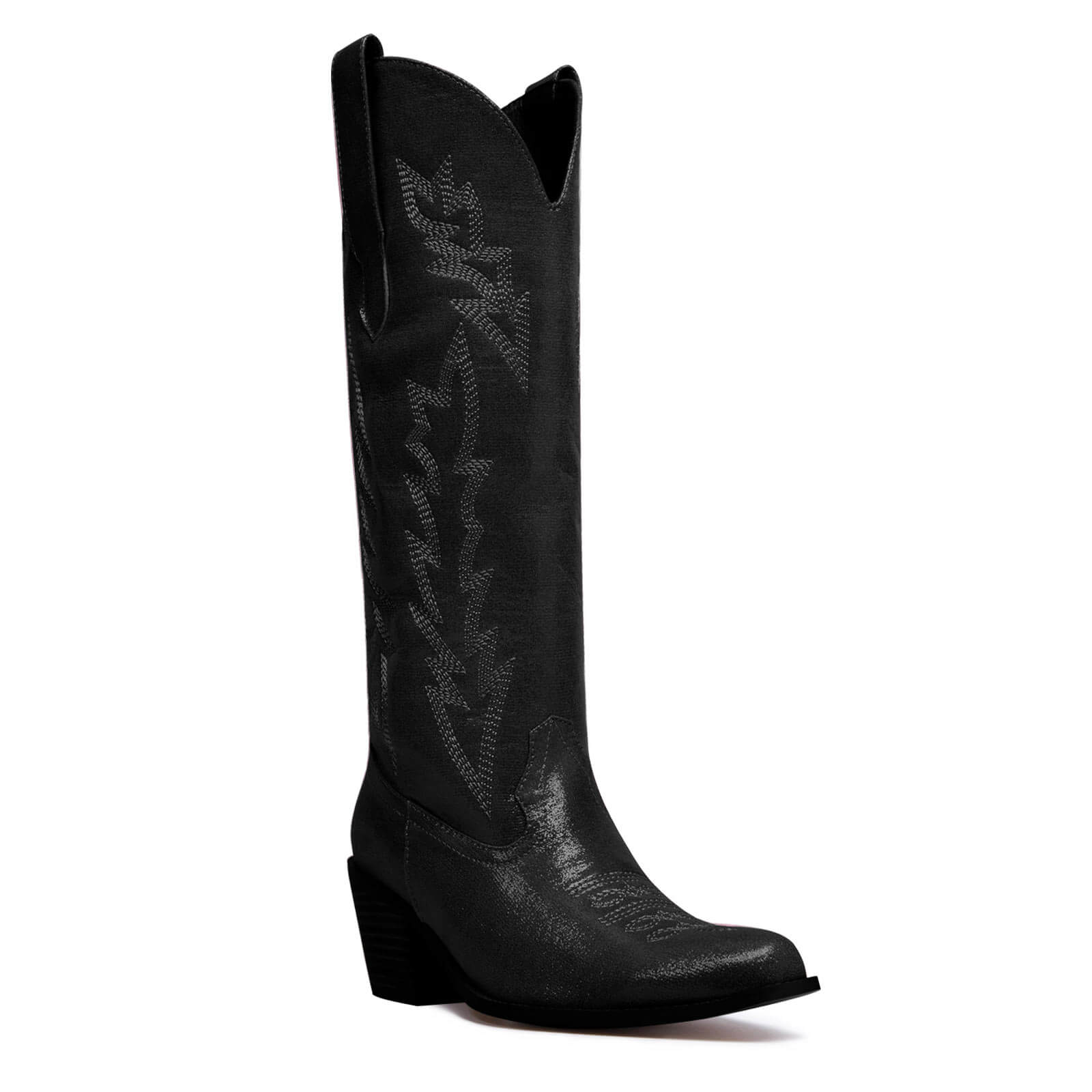 Metallic Embroidered Knee High Cowboy Boots