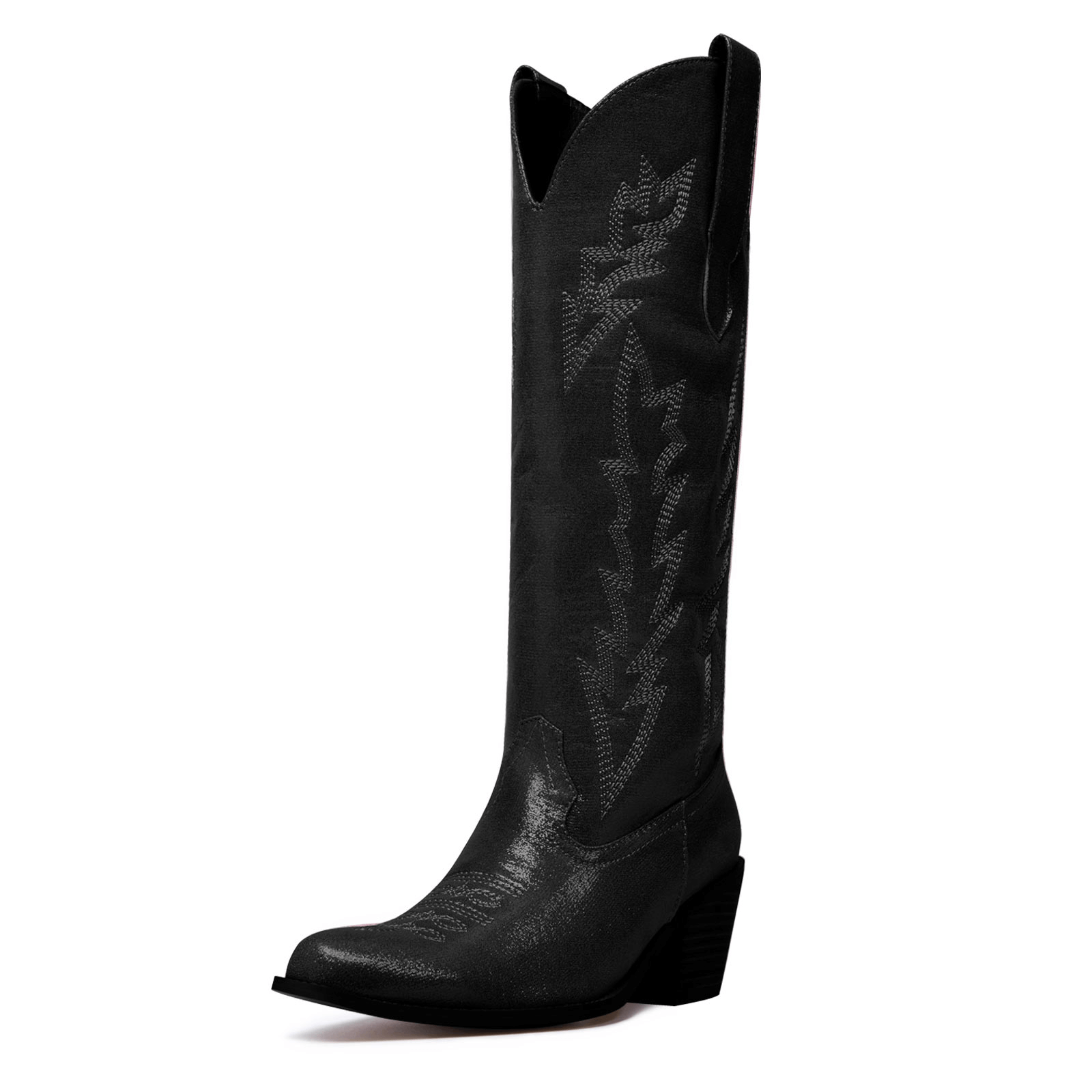 Metallic Embroidered Knee High Cowboy Boots