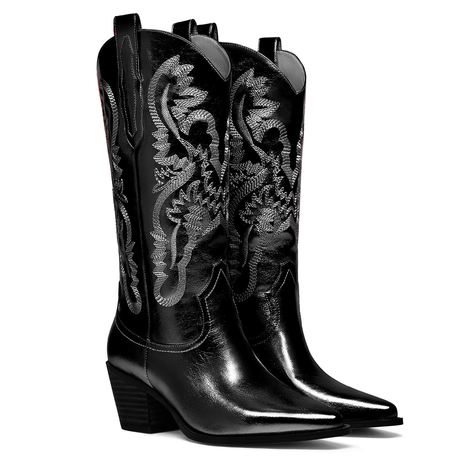 Embroidered Metallic Western Cowgirl Boots