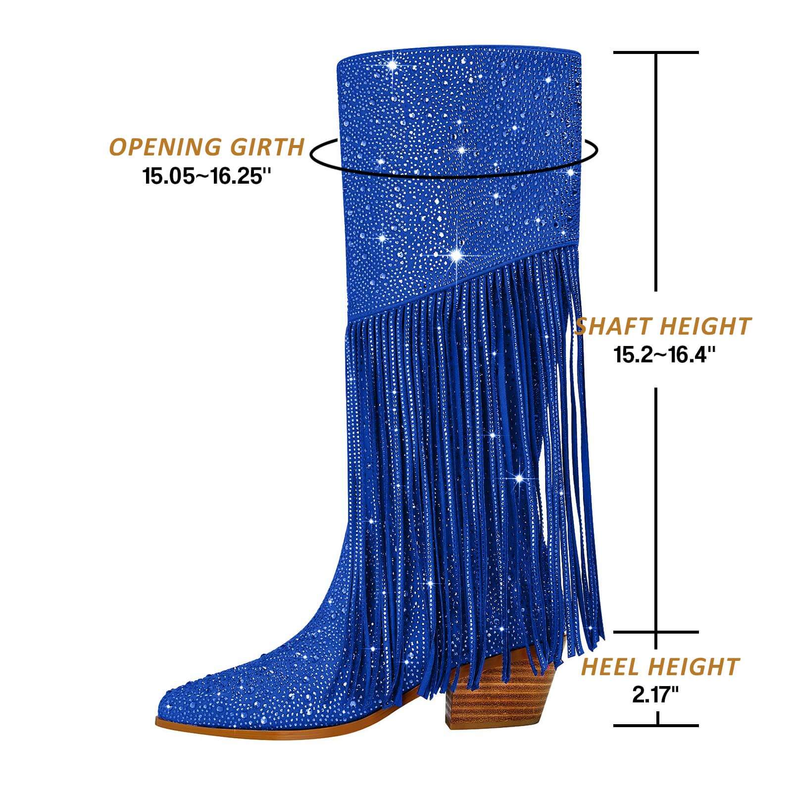 Women's Rhinestone Fringe Knee High Cowboy Boots