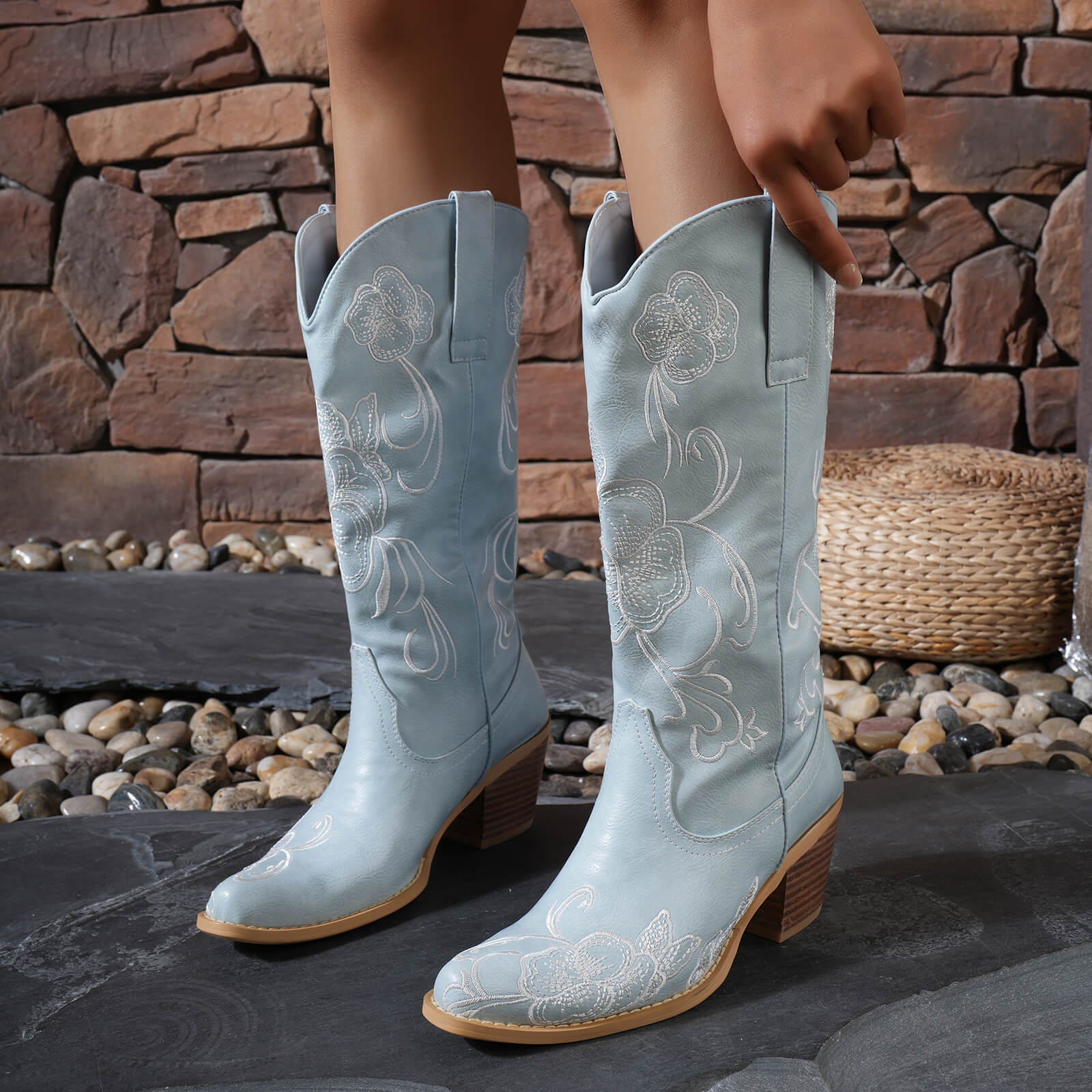 Floral Embroidered Cowboy Boots for Women