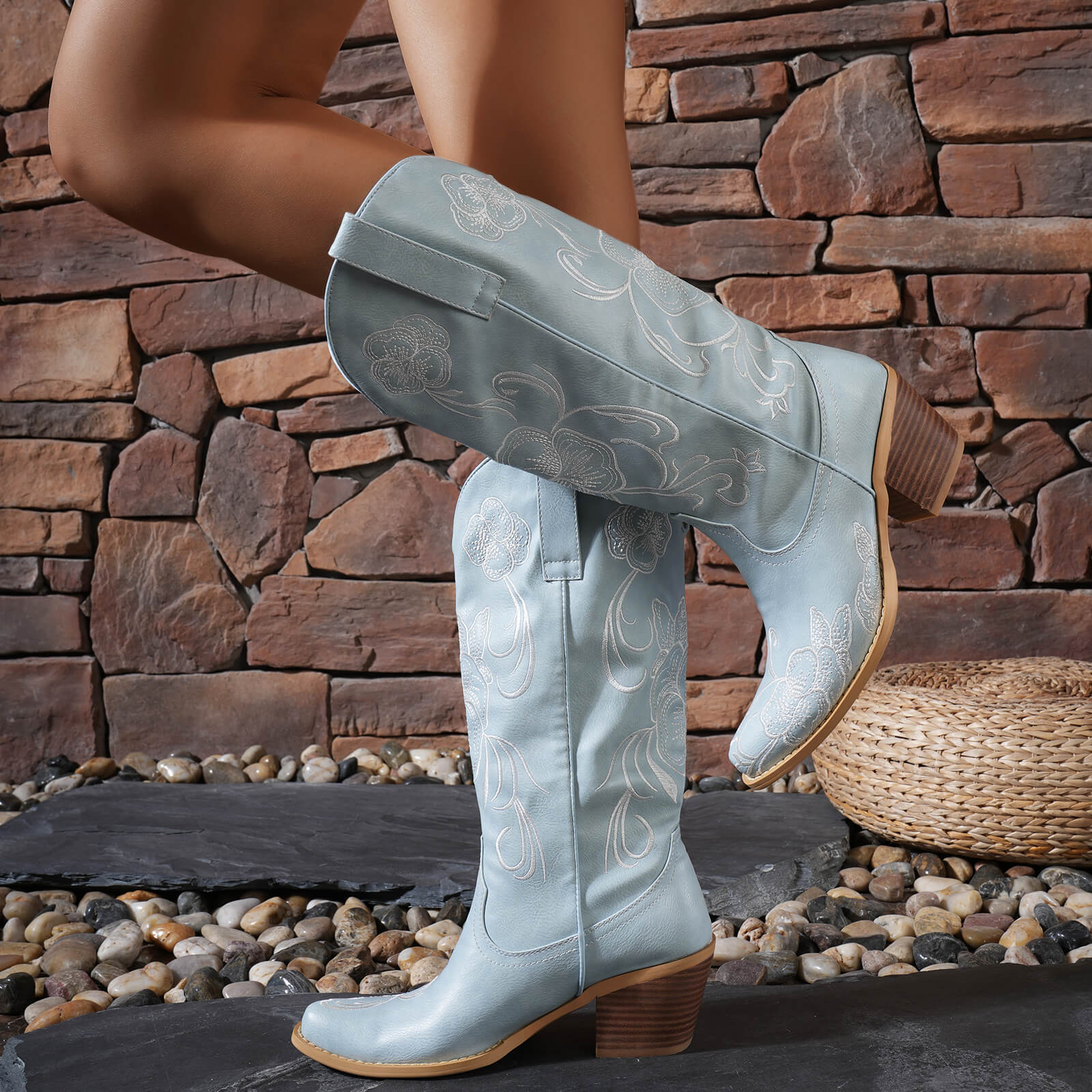 Floral Embroidered Cowboy Boots for Women