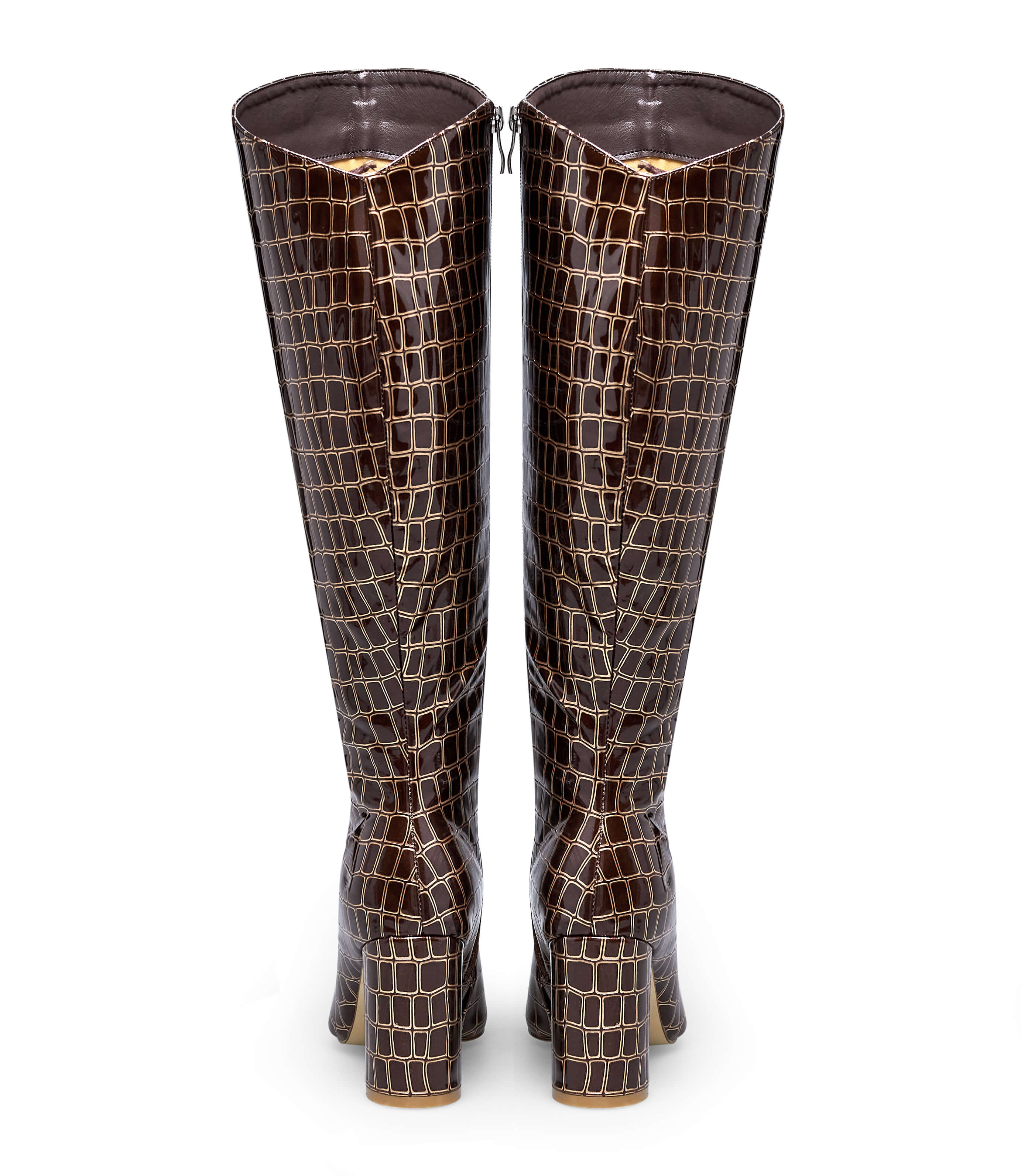 Sexy Alligator-Embossed Pointed Toe Knee High Boots